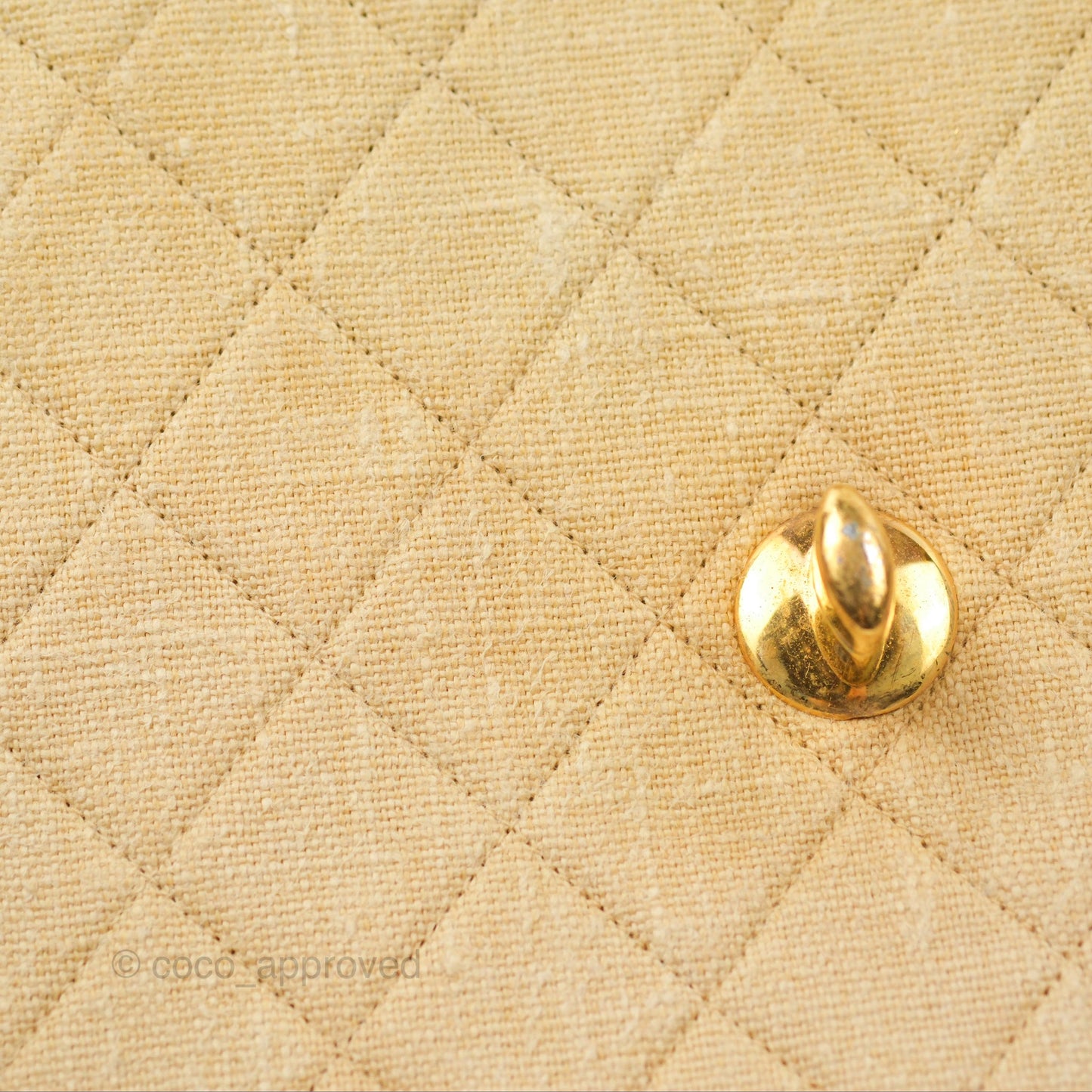 Chanel Vintage XL Jumbo Single Flap Beige Cotton Canvas 24K Gold Hardware