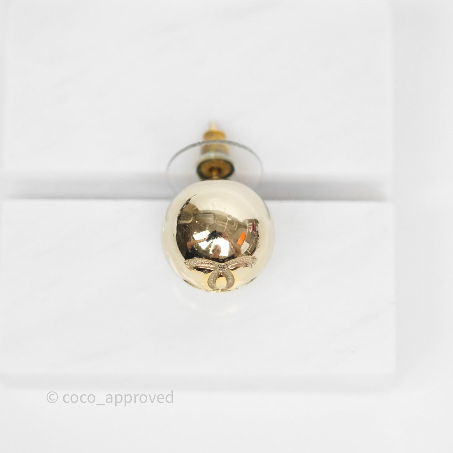 Chanel CC Sphere Earrings Gold Tone 21S