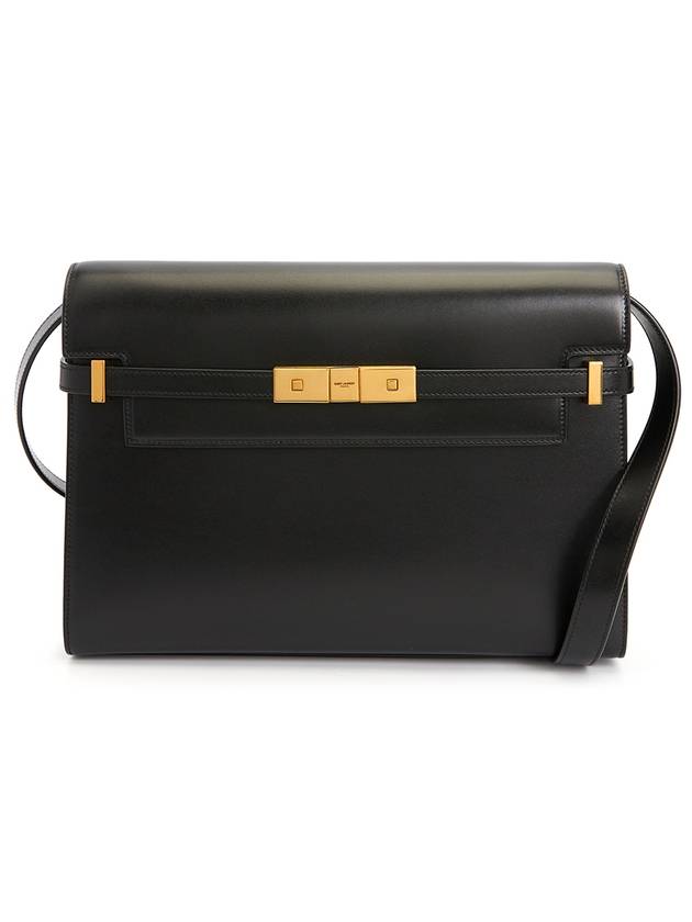 Luxury Saint Laurent Manhattan Leather Shoulder Bag Black