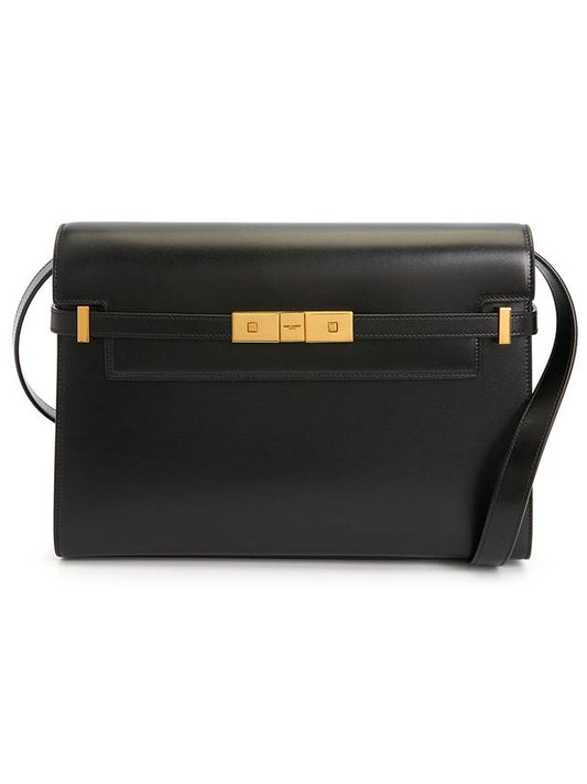 Luxury Saint Laurent Manhattan Leather Shoulder Bag Black
