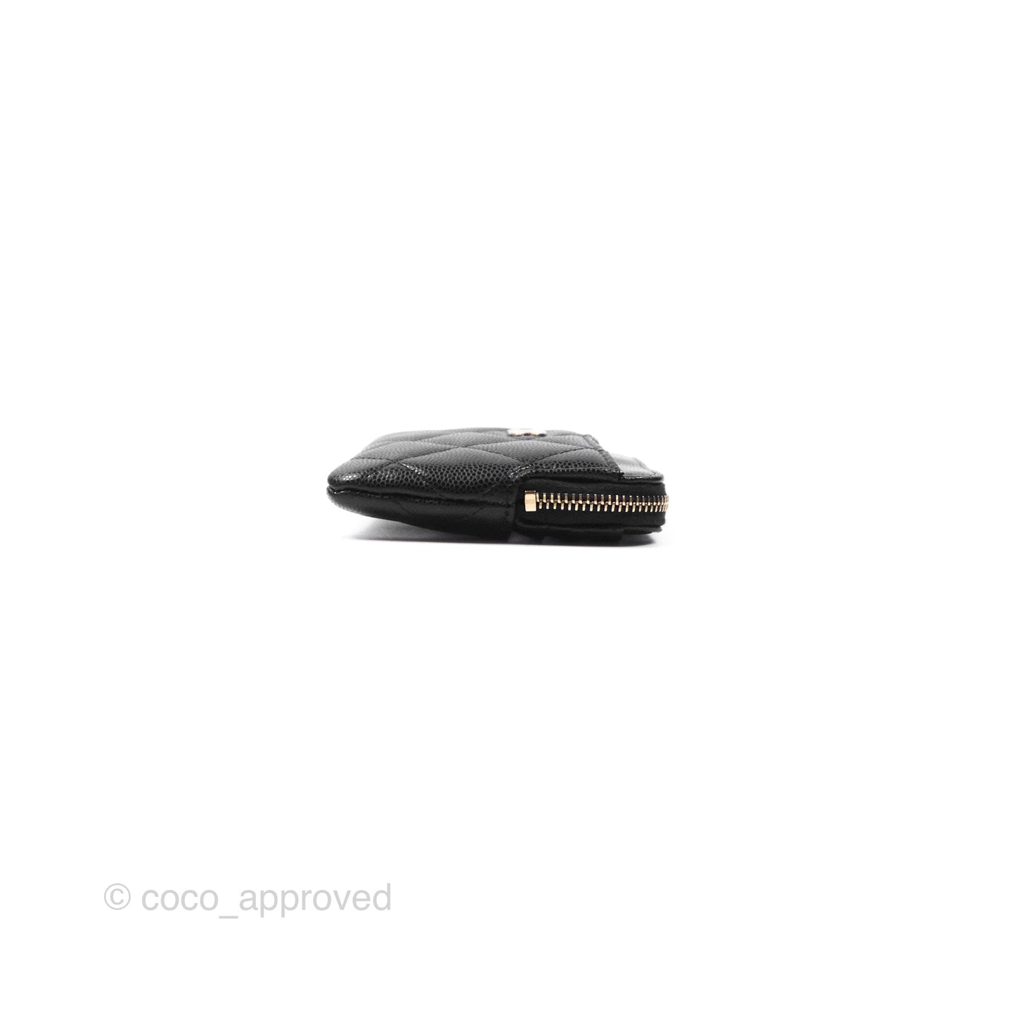 Chanel Quilted Classic Zip Card Holder Wallet Black Caviar Gold Hardware