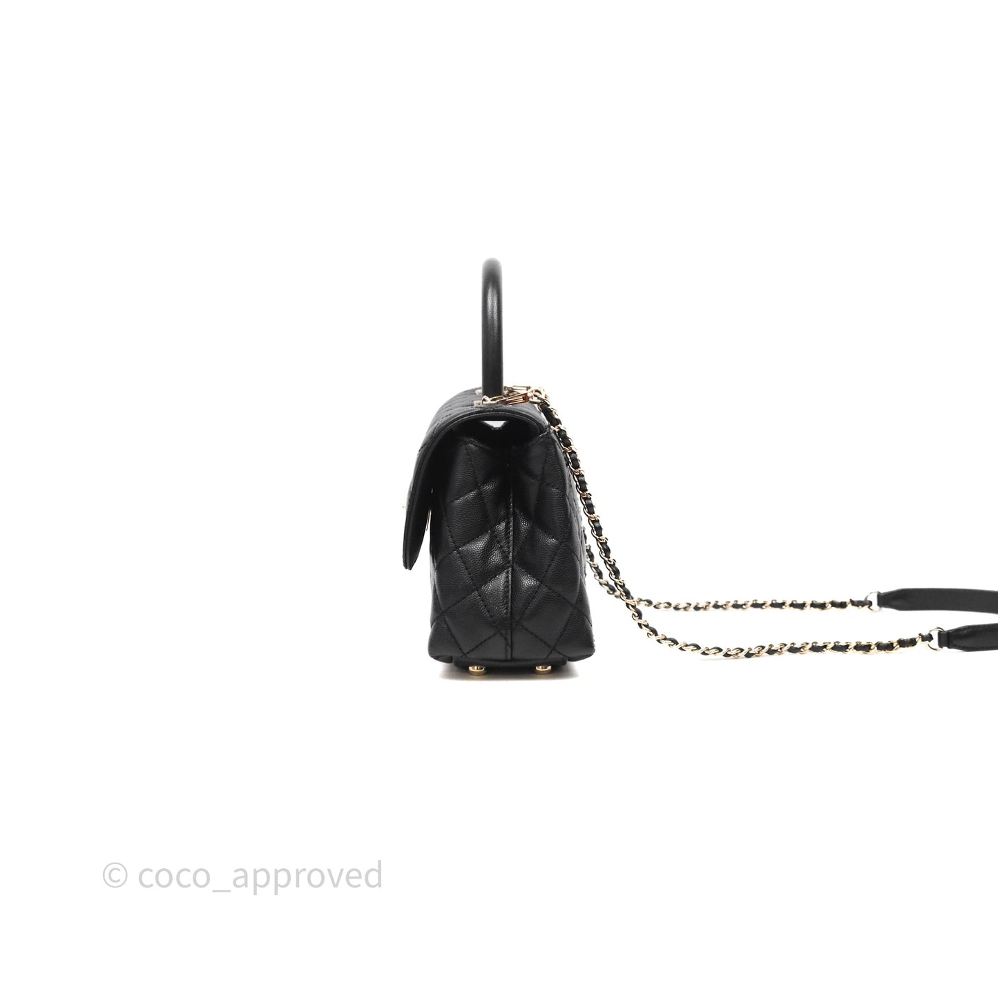 Chanel Small Quilted Coco Handle Black Caviar Gold Hardware