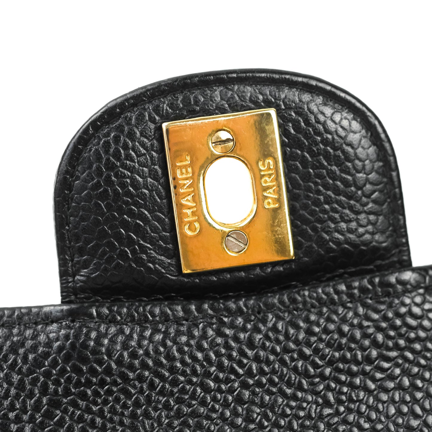 Chanel Quilted M/L Medium Double Flap Black Caviar Gold Hardware