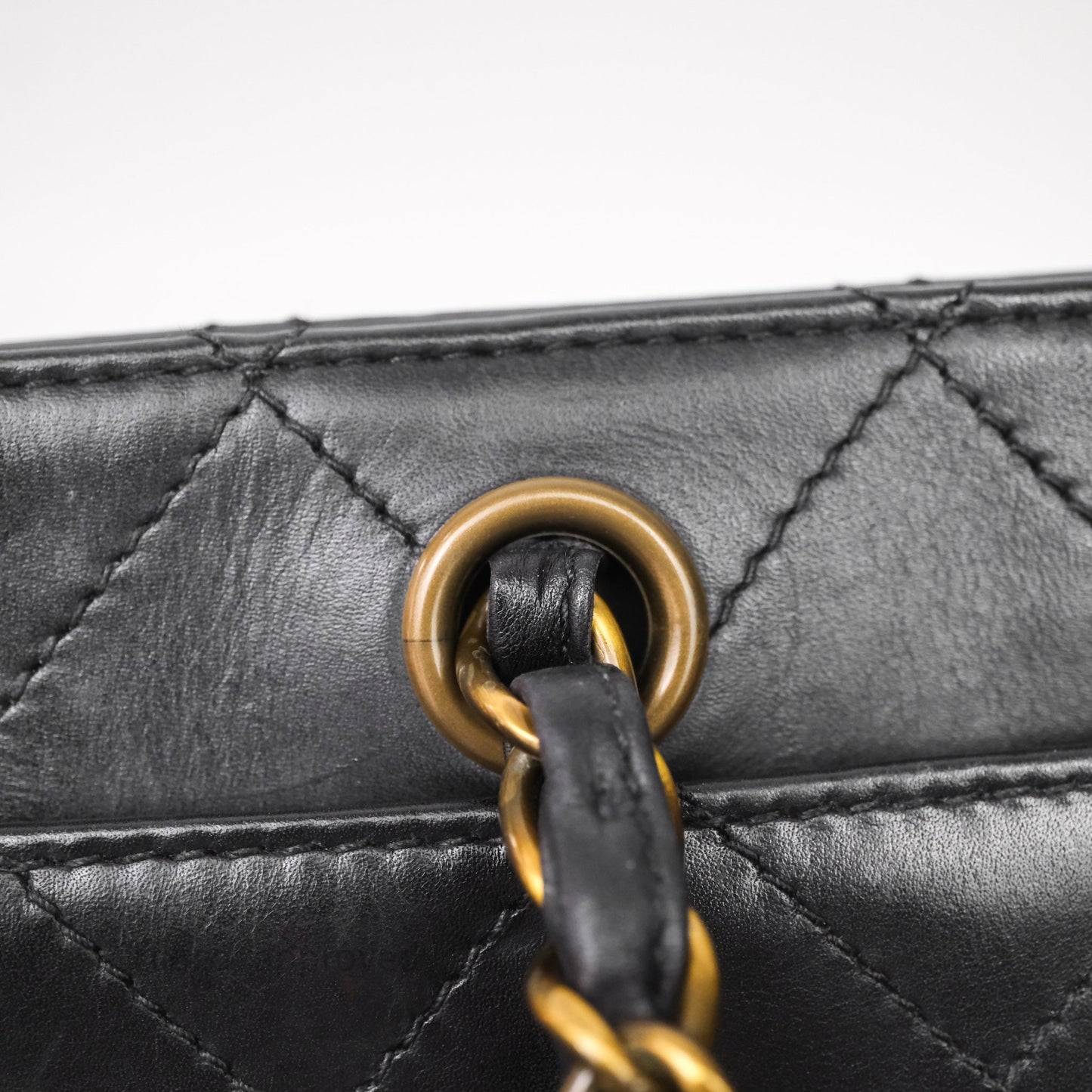 Chanel Vintage Tote Bag Quilted Black Lambskin Antique Gold Hardware