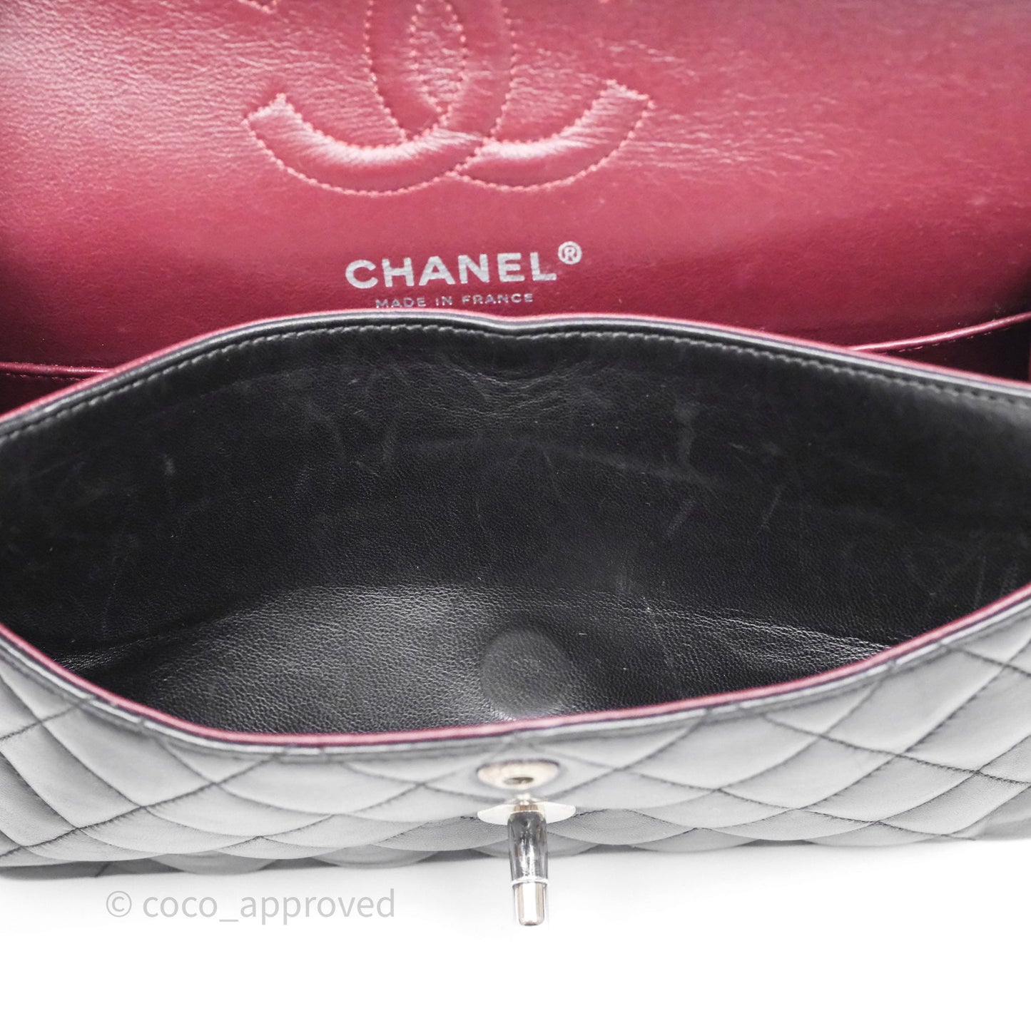 Chanel Small Classic Flap Quilted Black Lambskin Silver Hardware