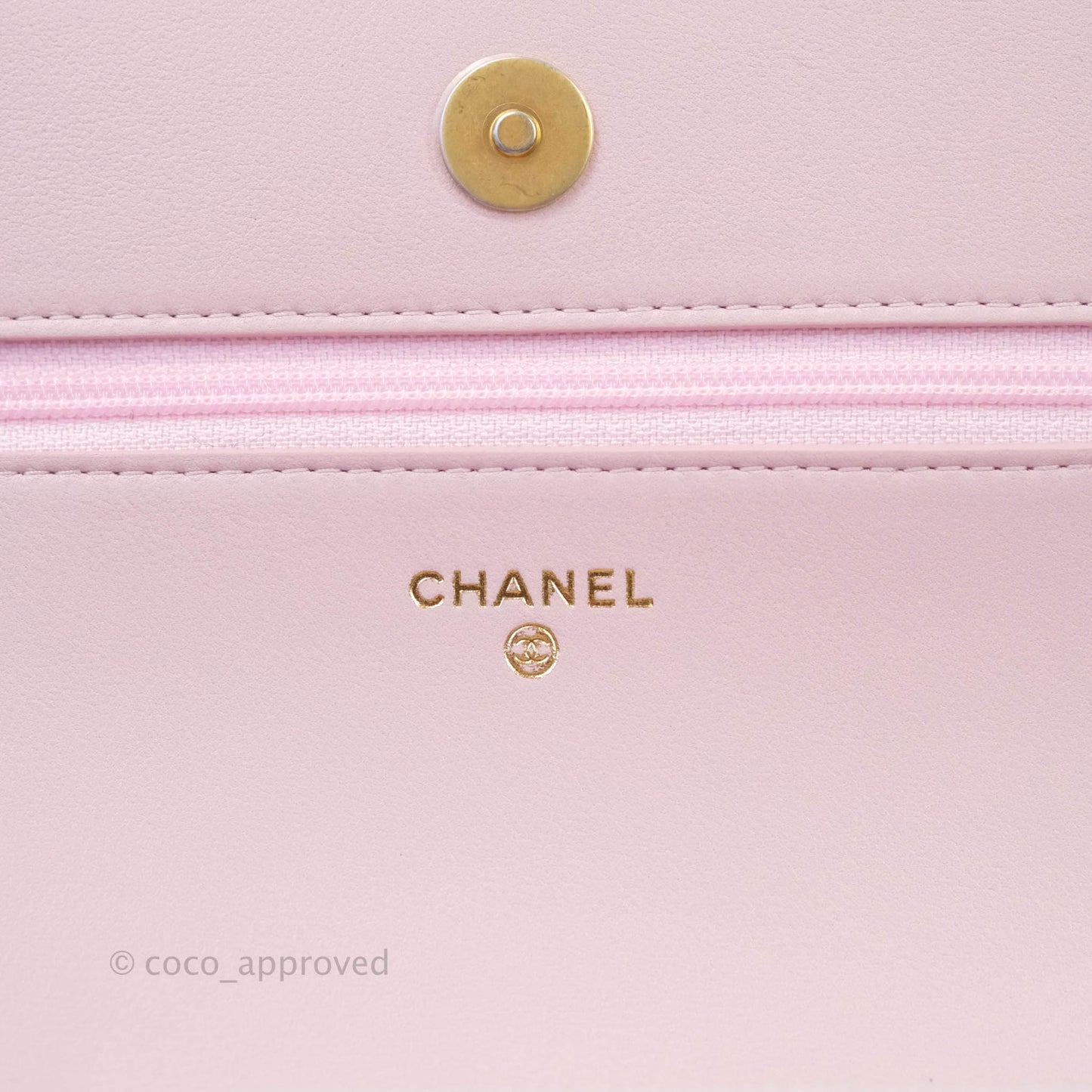 Chanel Quilted Wallet On Chain WOC With Pearl Chain Pink Aged Gold Hardware