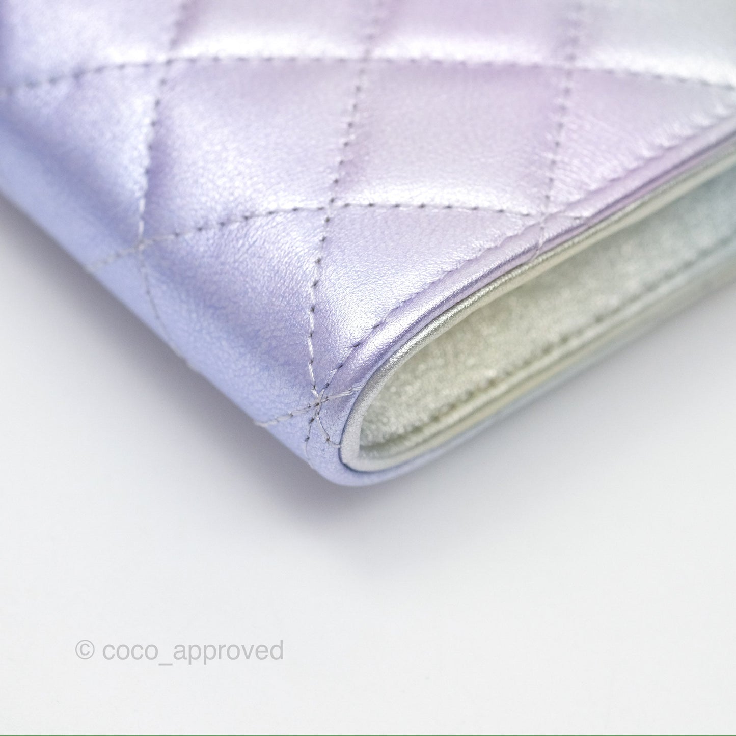 Chanel Classic Quilted Phone Holder Iridescent Rainbow Calfskin