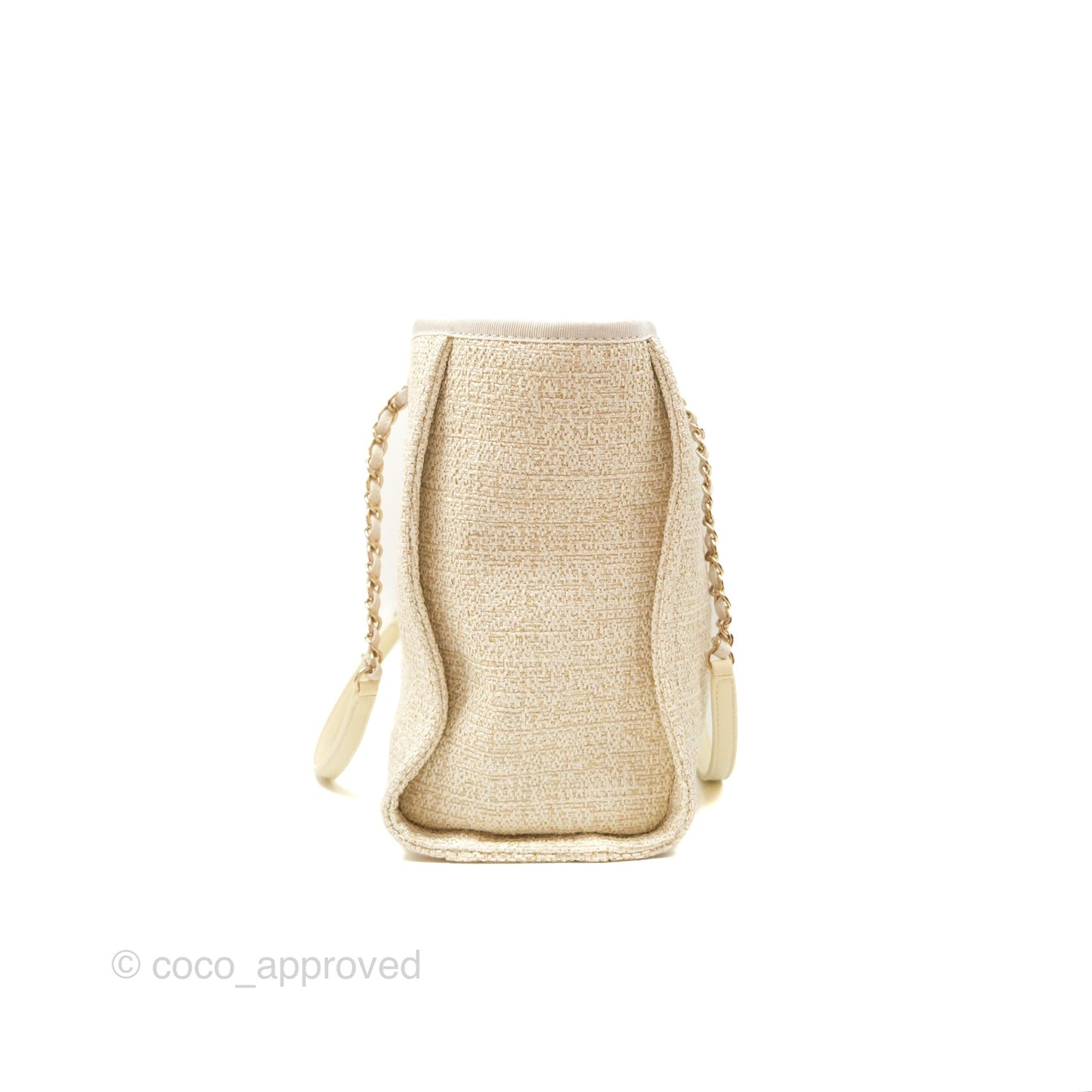 Chanel Medium Deauville Tote Ivory Lurex Boucle Gold Hardware