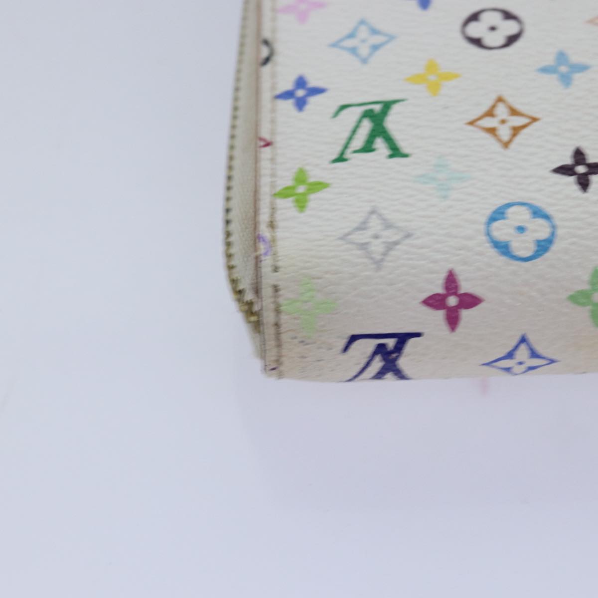 LOUIS VUITTON Monogram Multicolor Zippy Wallet White M60241 LV 80667