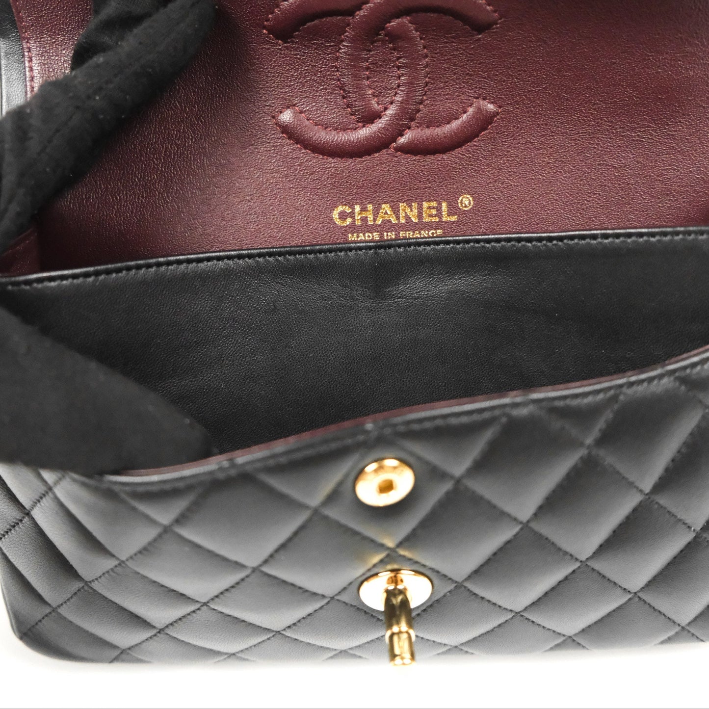 Chanel Small Classic Quilted Flap Black Lambskin Gold Hardware