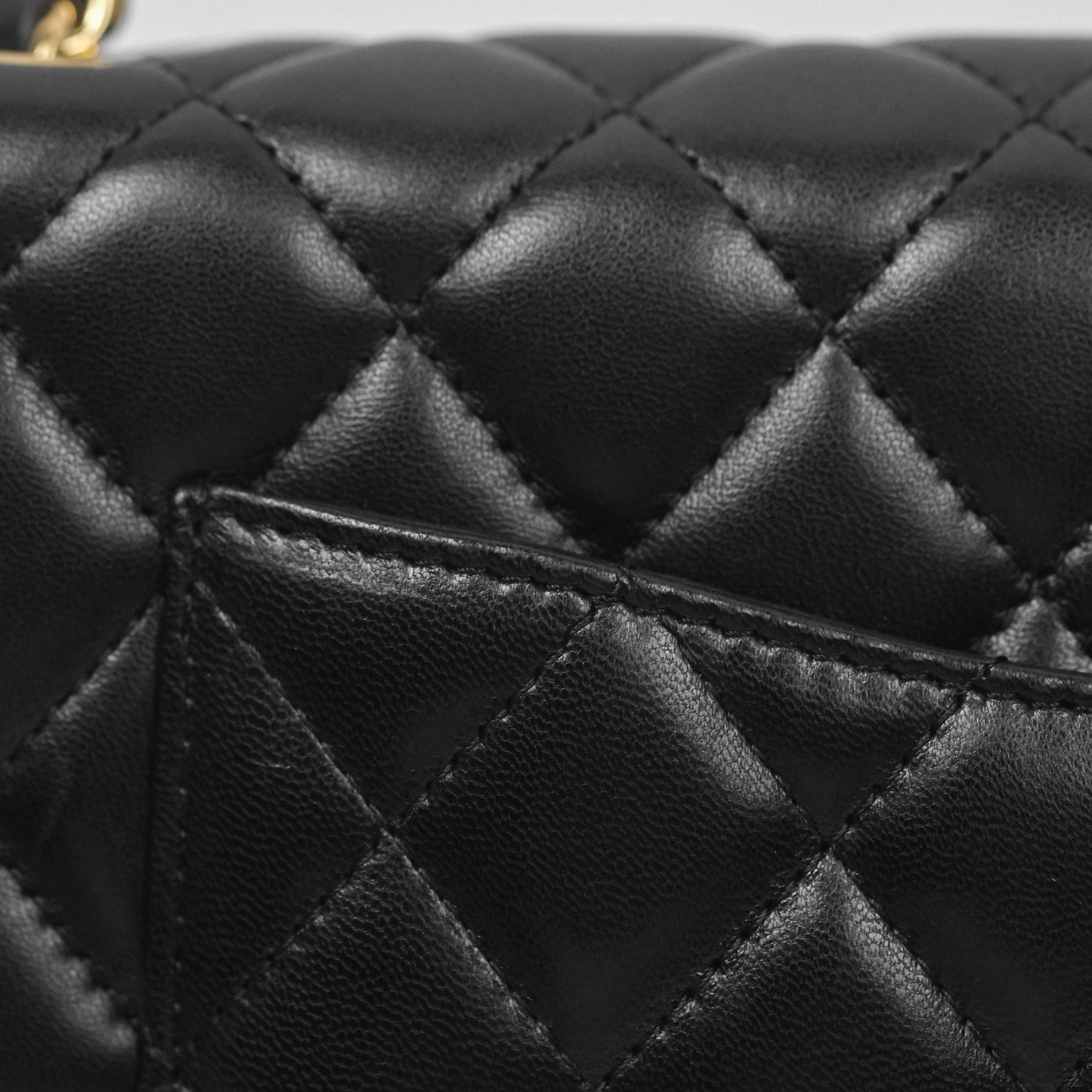 Chanel Quilted East West Flap Bag Black Lambskin Gold Hardware