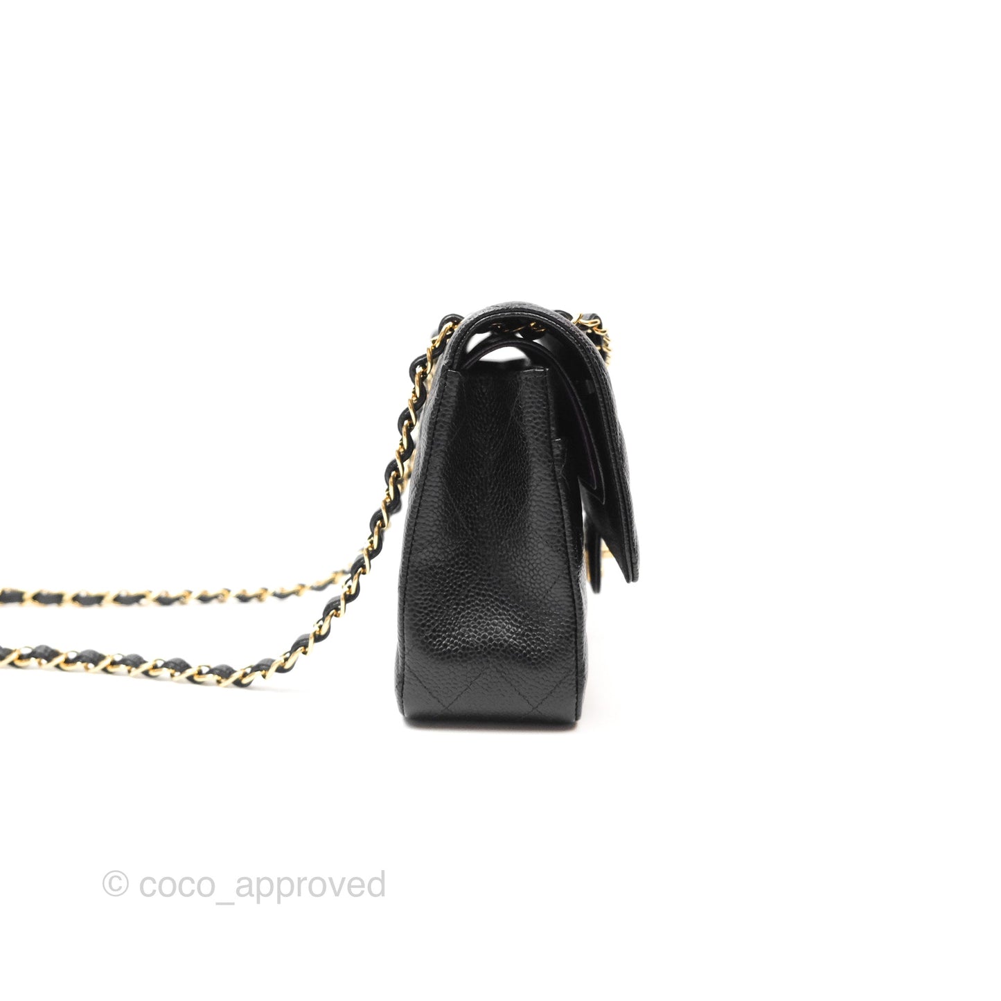 Chanel Classic M/L Medium Flap Quilted Black Caviar Gold Hardware