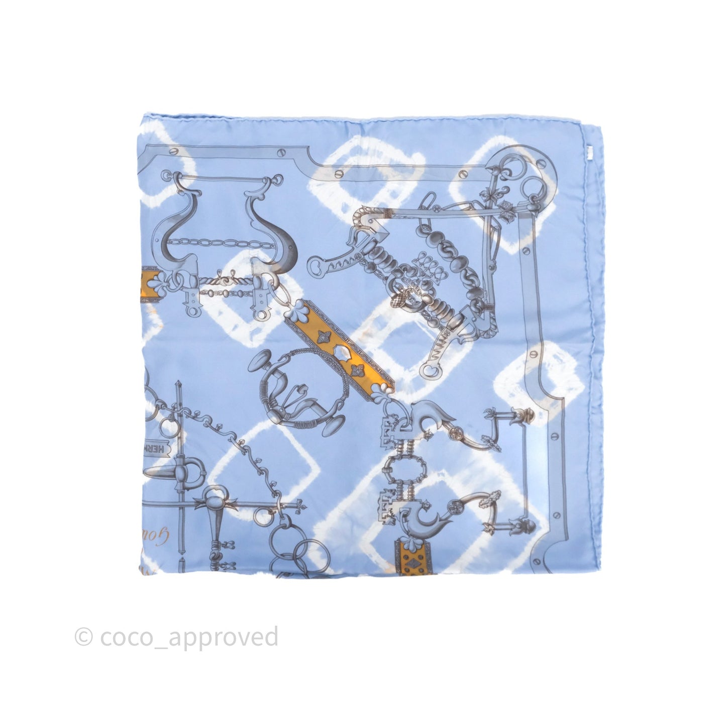 Hermès Mors et Gourmettes Scarf Light Blue