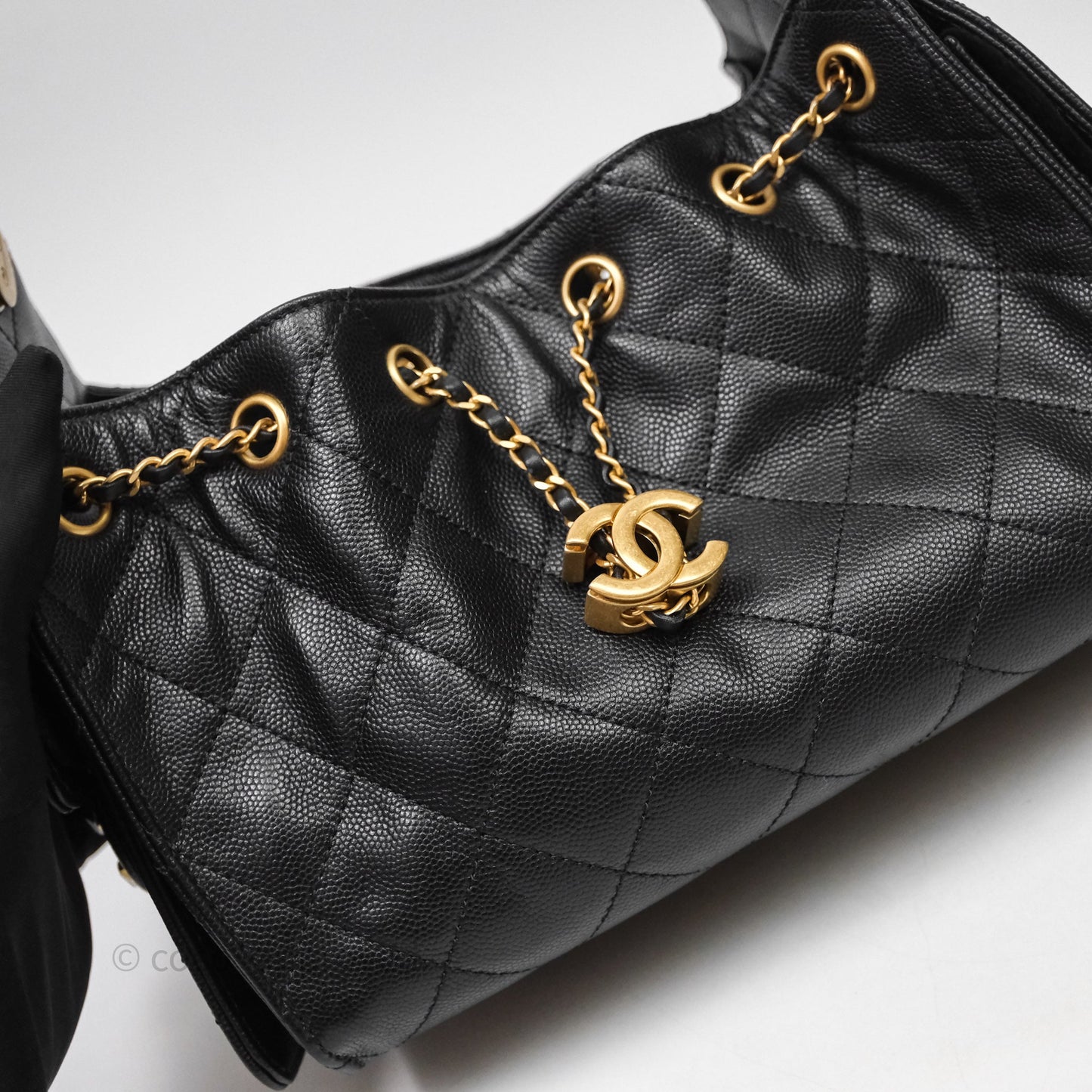 Chanel 25 Mini Black Caviar Aged Gold Hardware
