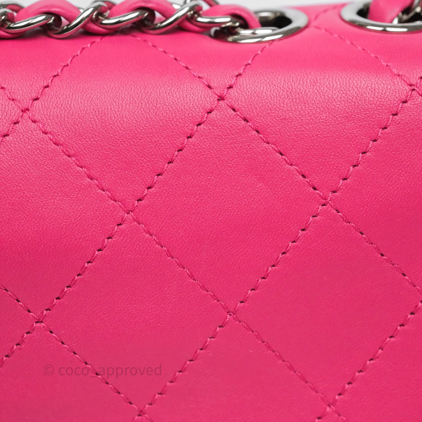 Chanel Stitched Double Flap Bag Pink Calfskin Silver Hardware