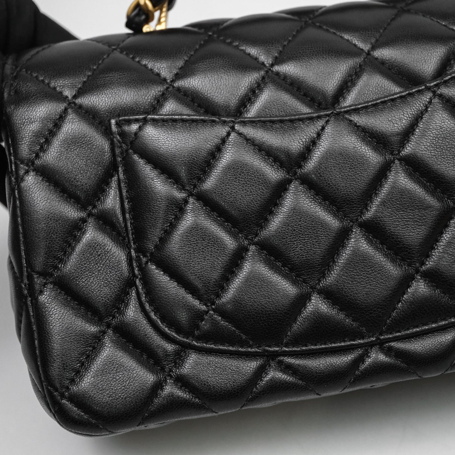 Chanel Top Handle Mini Rectangular Flap Bag Black Lambskin Aged Gold Hardware