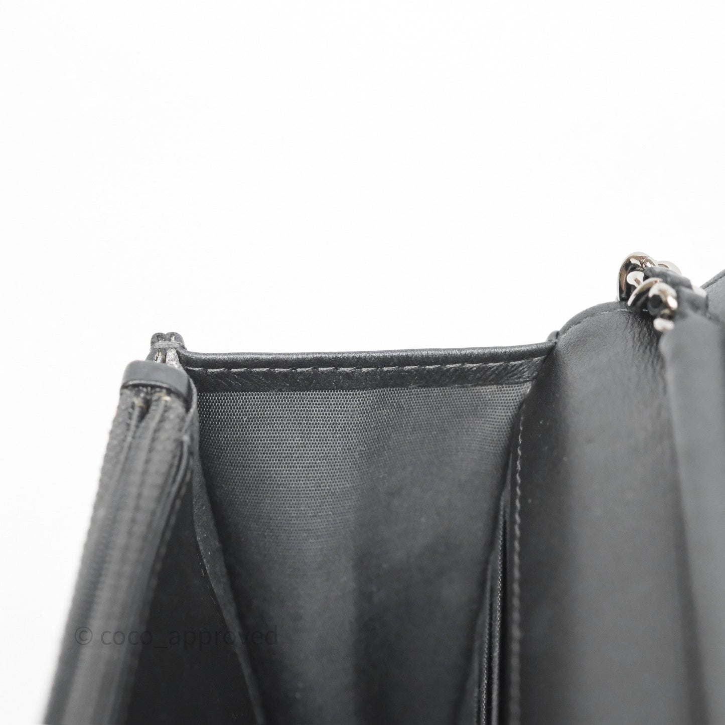 Chanel Tassel Charm Wallet On Chain WOC Iridescent Dark Silver Aged Calfskin