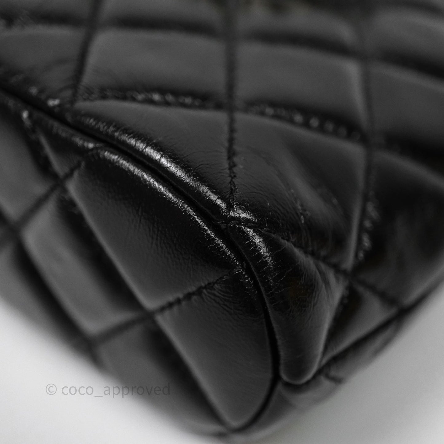 Chanel Handle Clutch with Chain Black Shiny Lambskin Gold Hardware