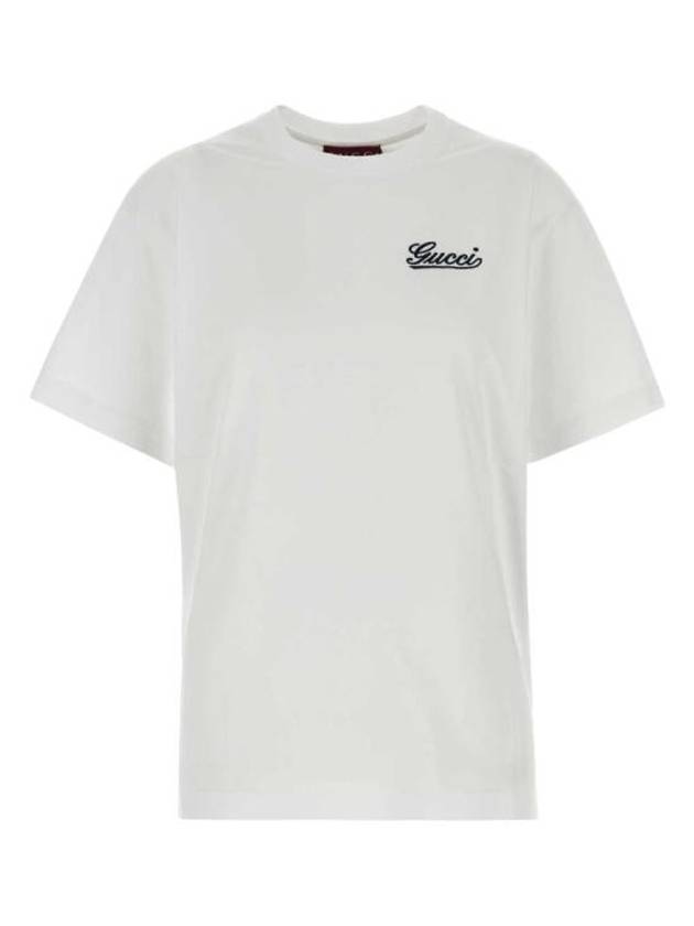 Luxury Gucci Trending 2025 Embroidered Cotton Short Sleeve T-Shirt Off White