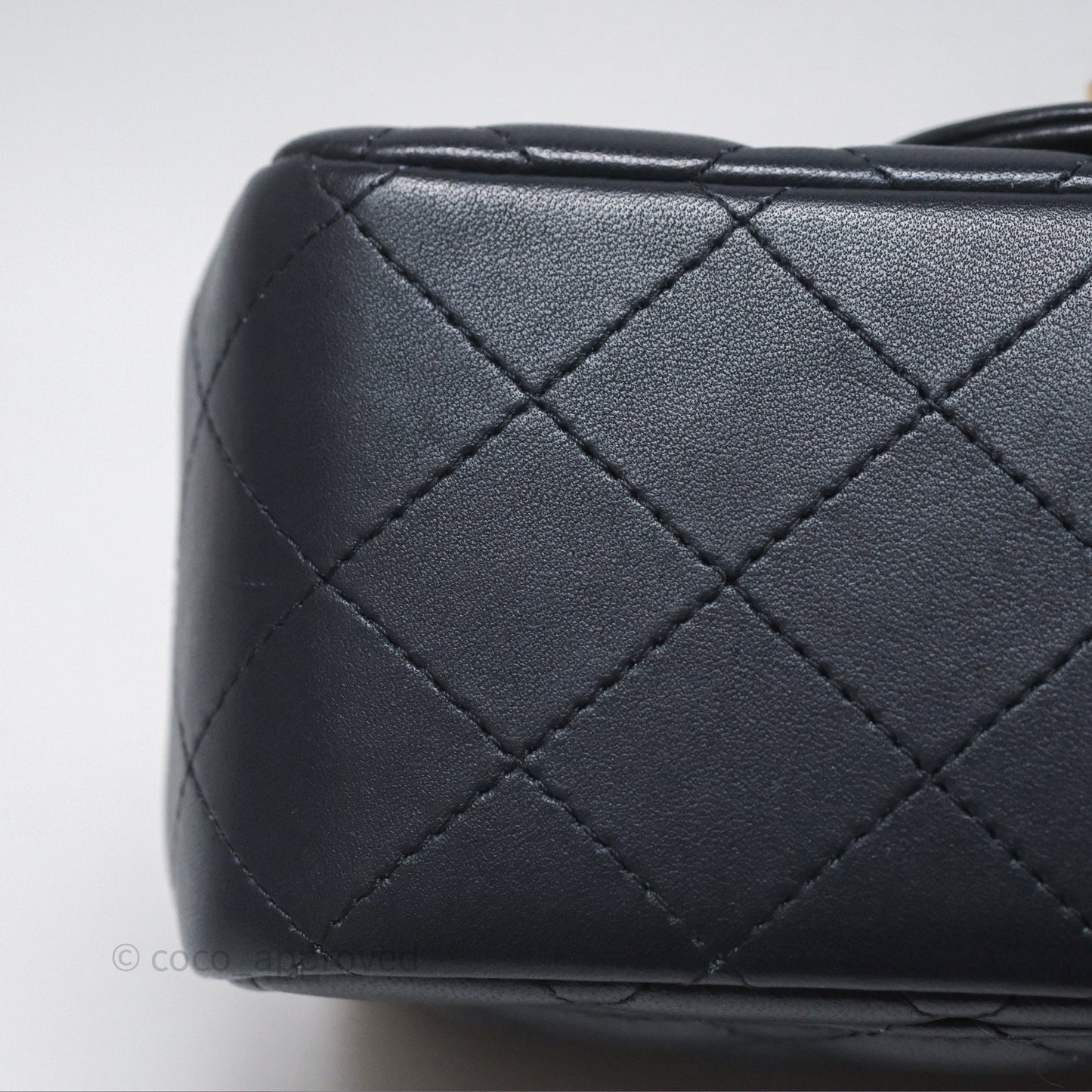 Chanel Mini Square Flap Quilted Navy Lambskin Gold Hardware