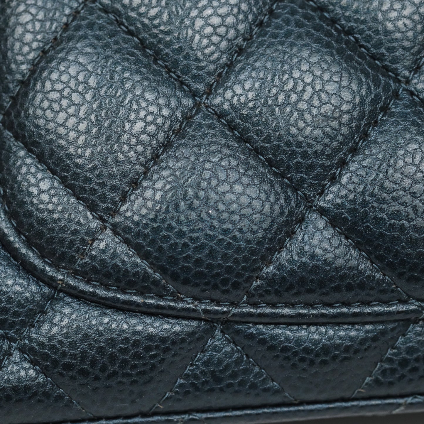 Chanel Mini Rectangular Quilted Iridescent Teal Caviar Gold Hardware