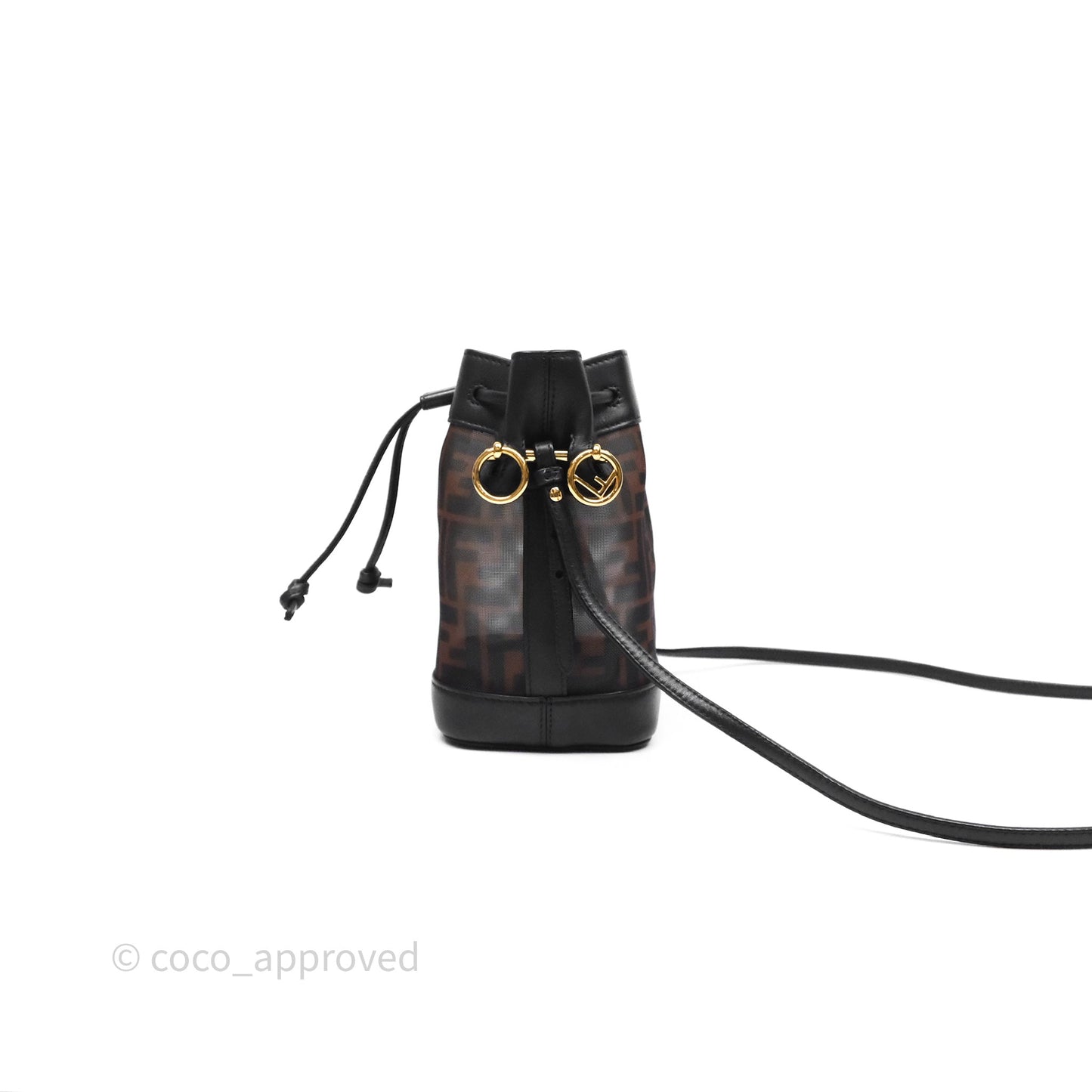 Fendi Mini Mon Tresor Bucket Bag Zucca See Through Mesh Brown/Black/Ebony
