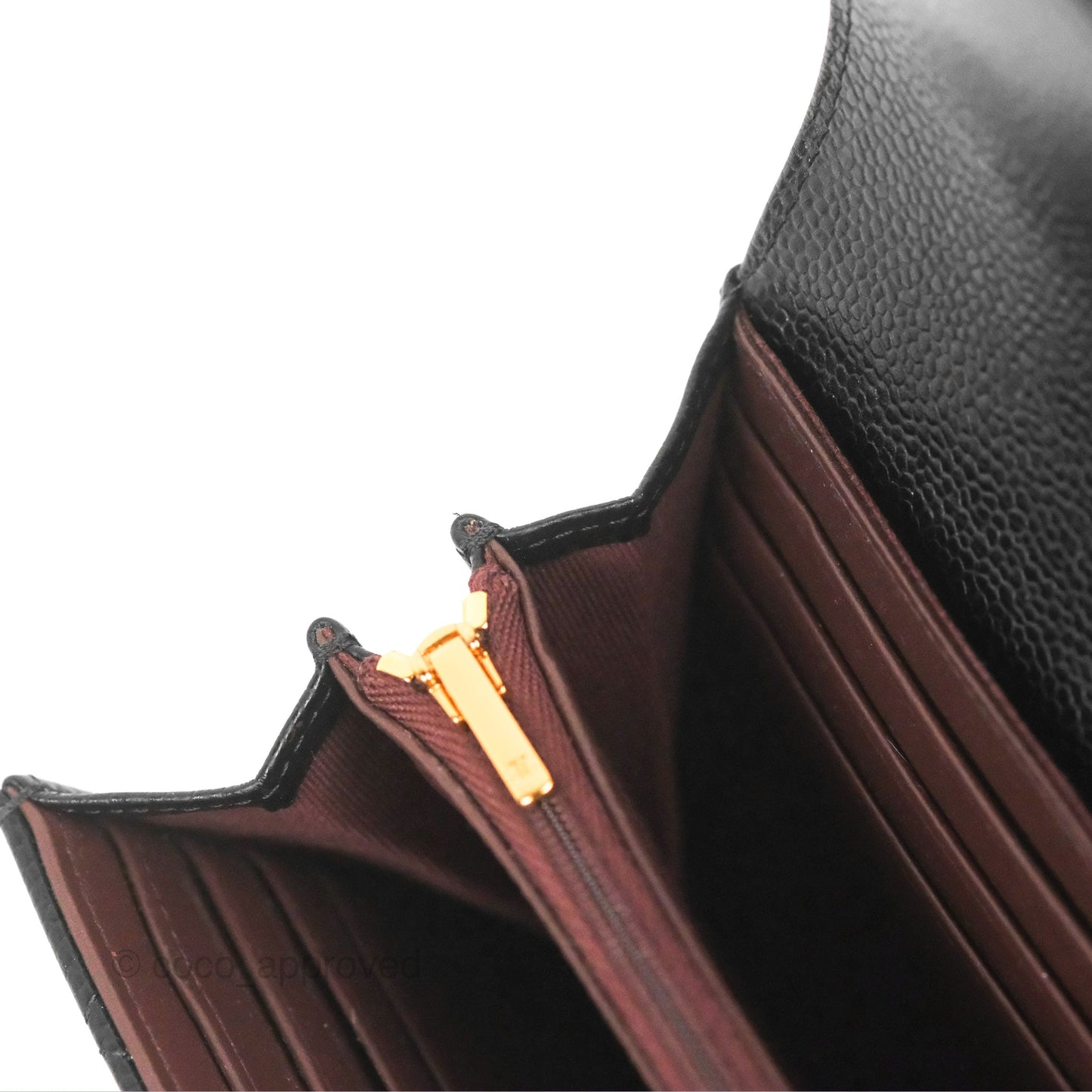 Chanel Quilted Classic Zip Long Wallet Black Caviar Gold Hardware