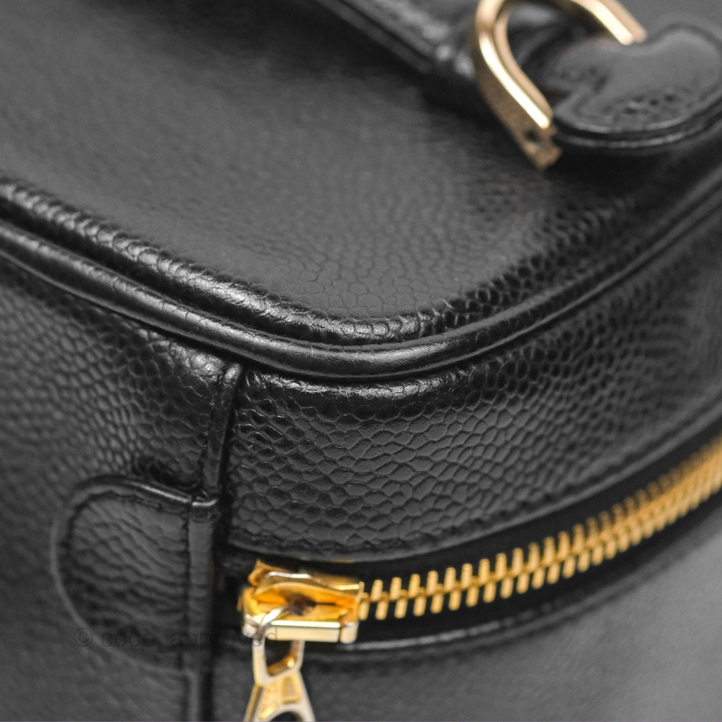 Chanel Vintage Vanity Case Black Caviar Gold Hardware