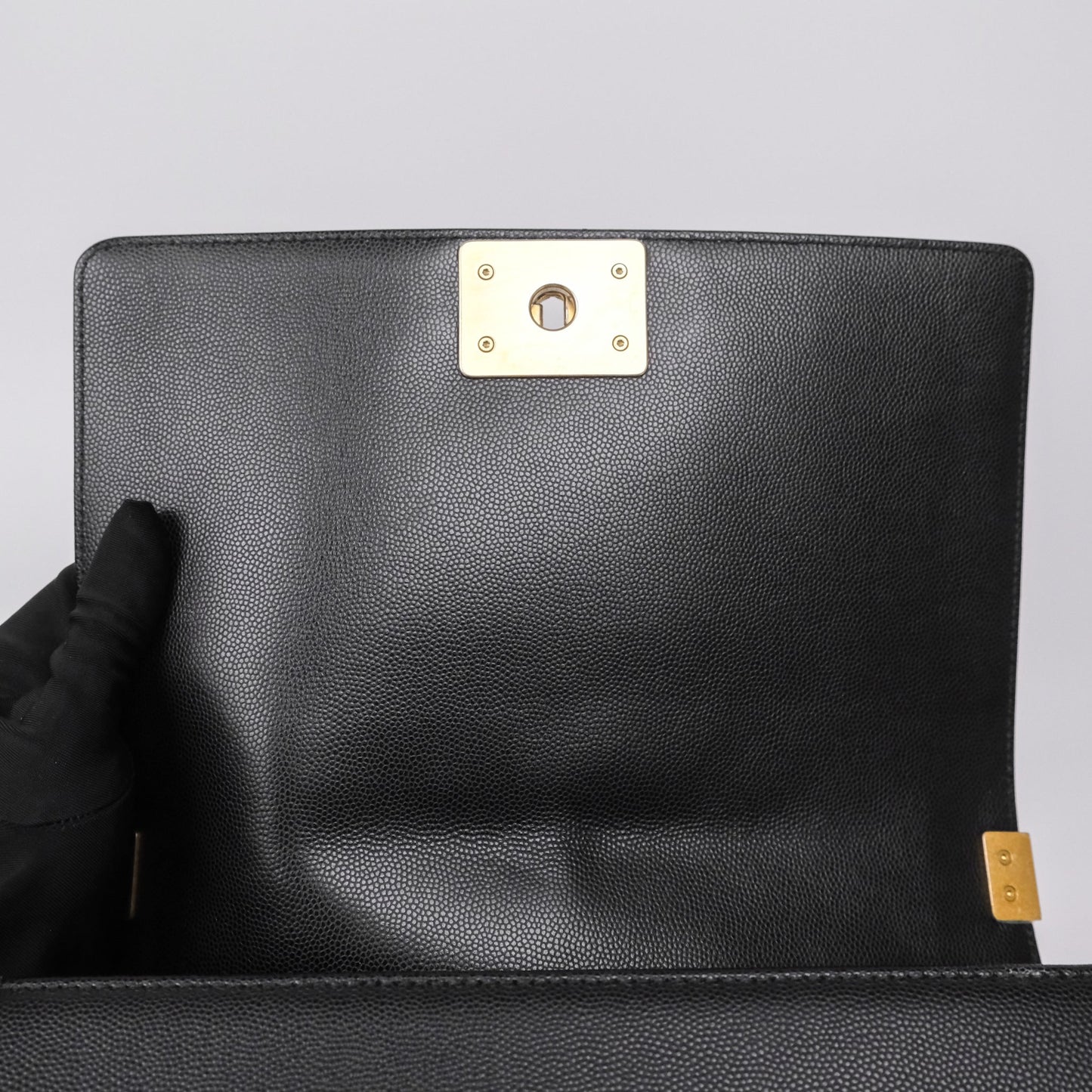 Chanel Medium Boy Quilted Black Caviar Aged Gold Hardware