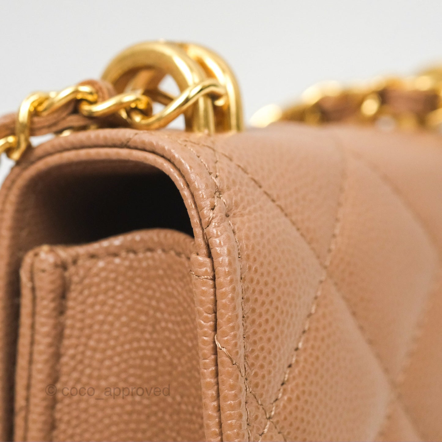 Chanel CC Chain Clutch with Chain Beige Caviar Gold Hardware