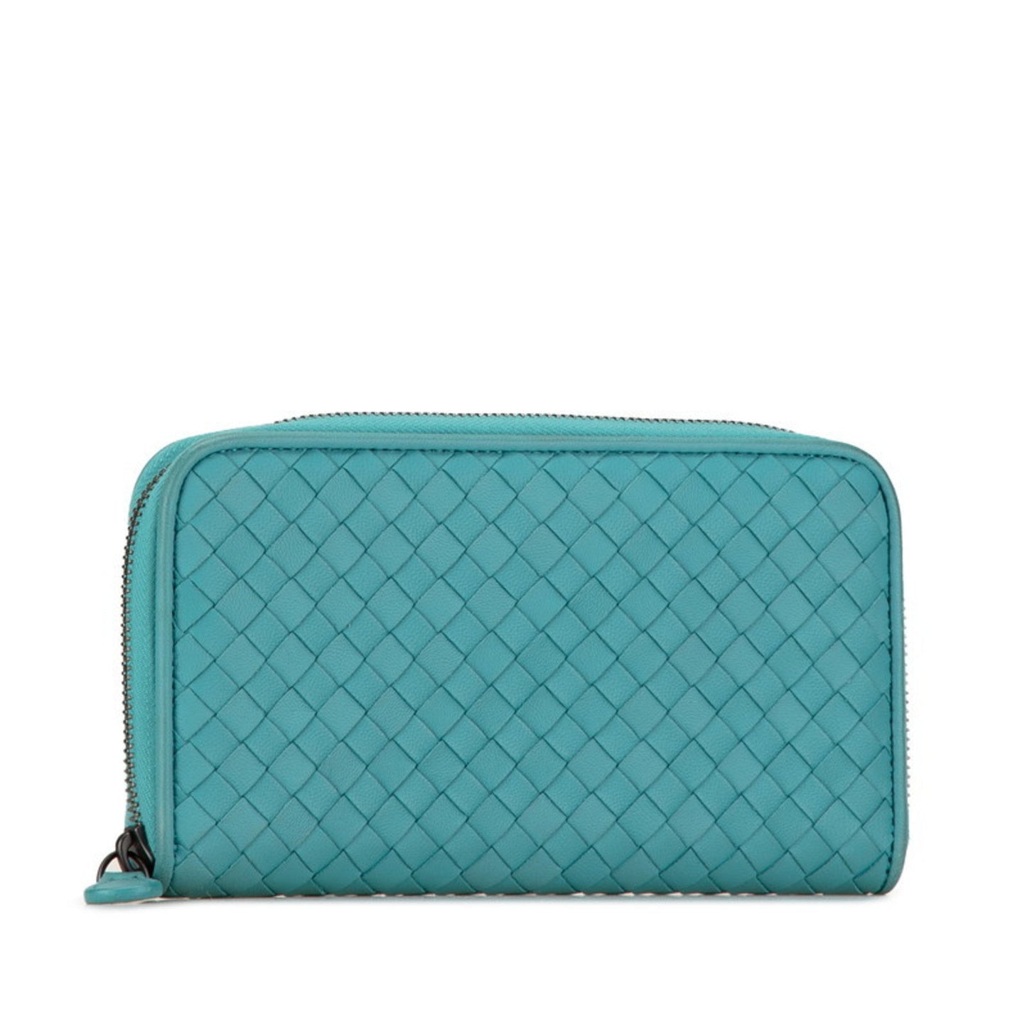Luxury Bottega Veneta  blue Leather Long Wallet (Bi-Fold) ()