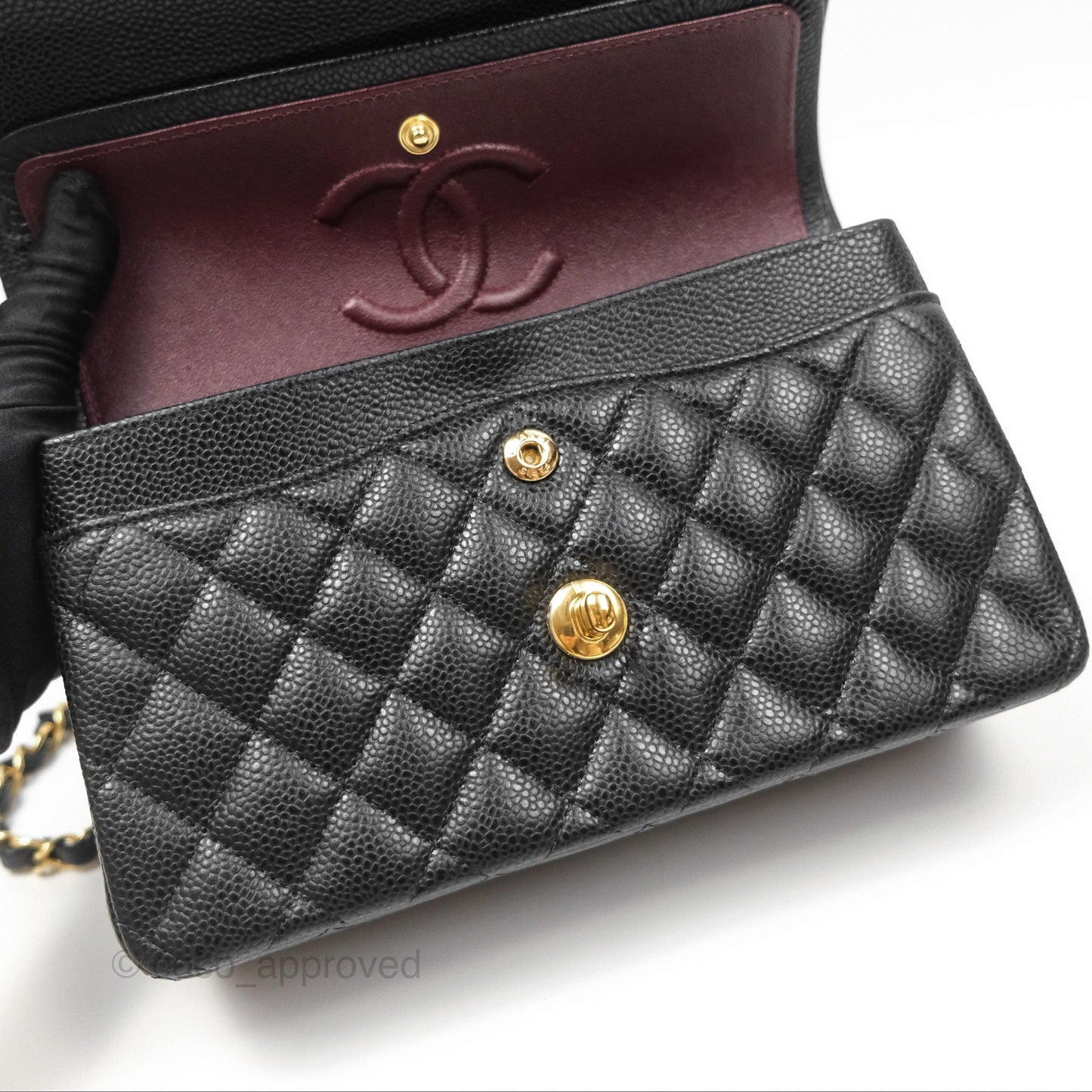 Chanel Small Classic Quilted Flap Black Caviar Gold Hardware