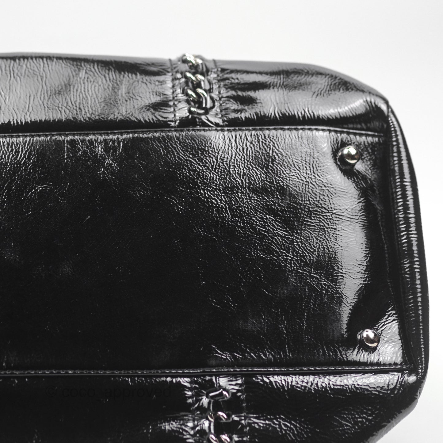 Chanel Bowling Tote Bag Black Glazed Calfskin Silver Hardware