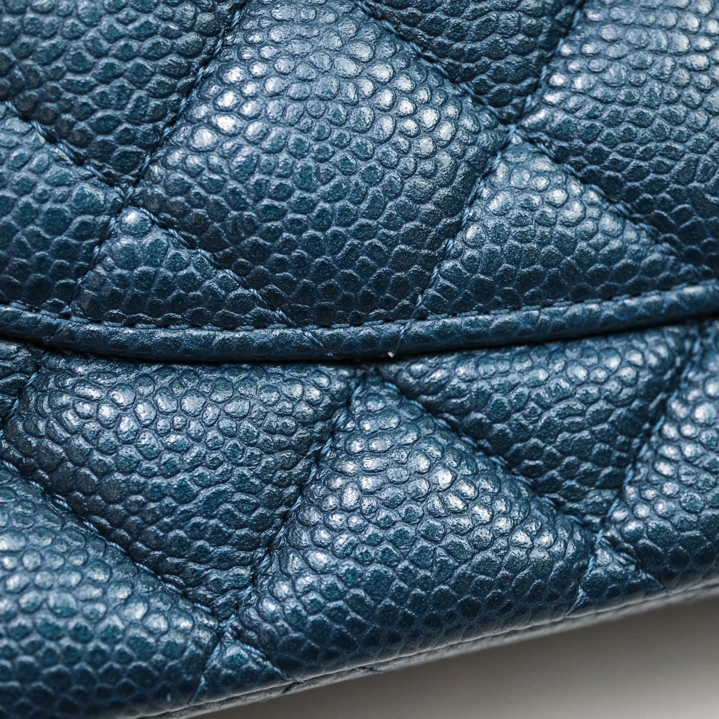 Chanel Classic Medium Flap Quilted Iridescent Teal Caviar Silver Hardware