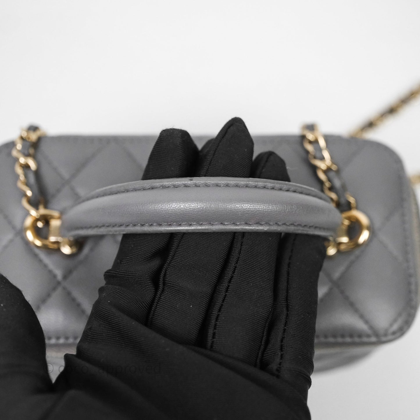 Chanel Vanity Rectangular Top Handle Grey Lambskin Gold Hardware