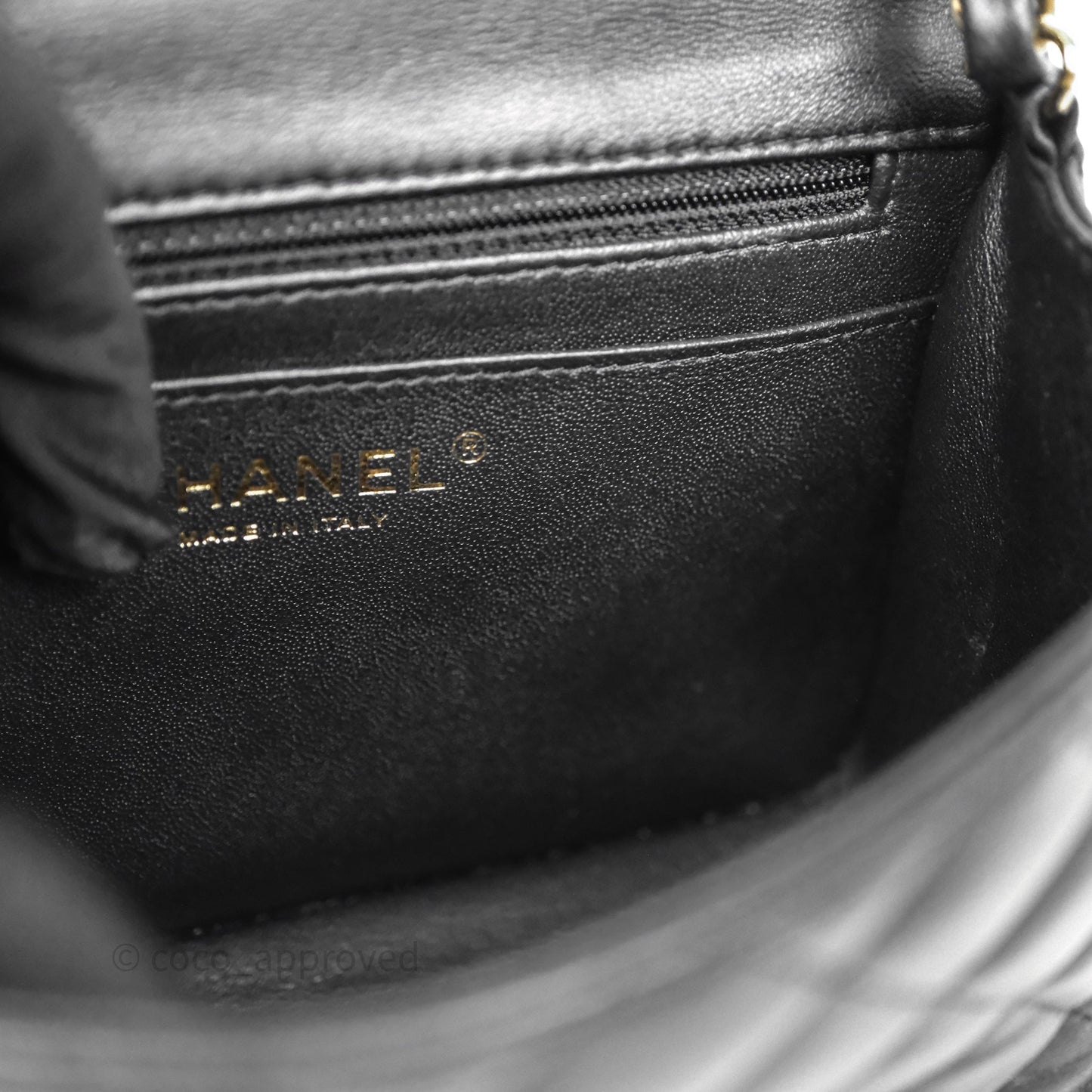 Chanel Mini Square Quilted Black Lambskin Gold Hardware