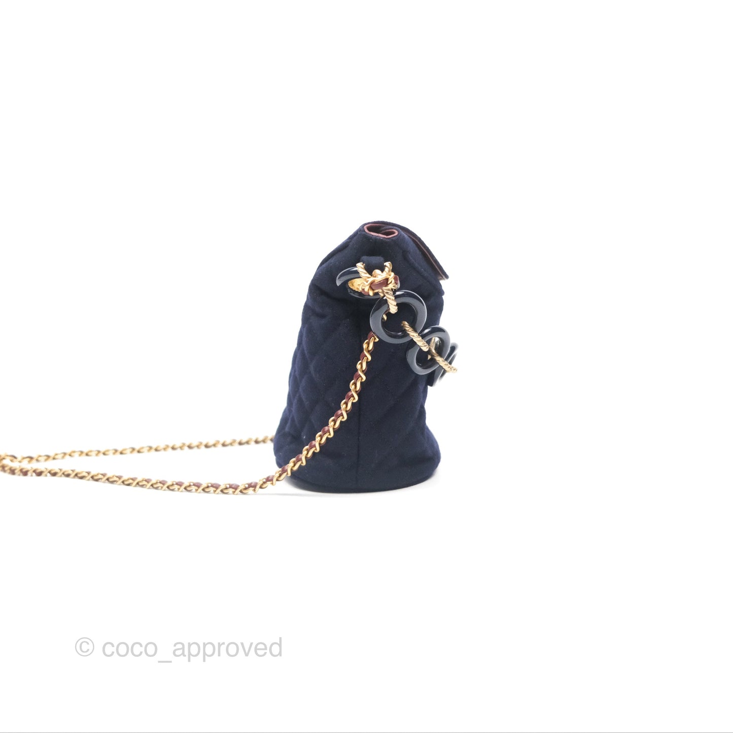 Chanel Paris Hamburg Charms Bucket Bag Navy Wool Lambskin