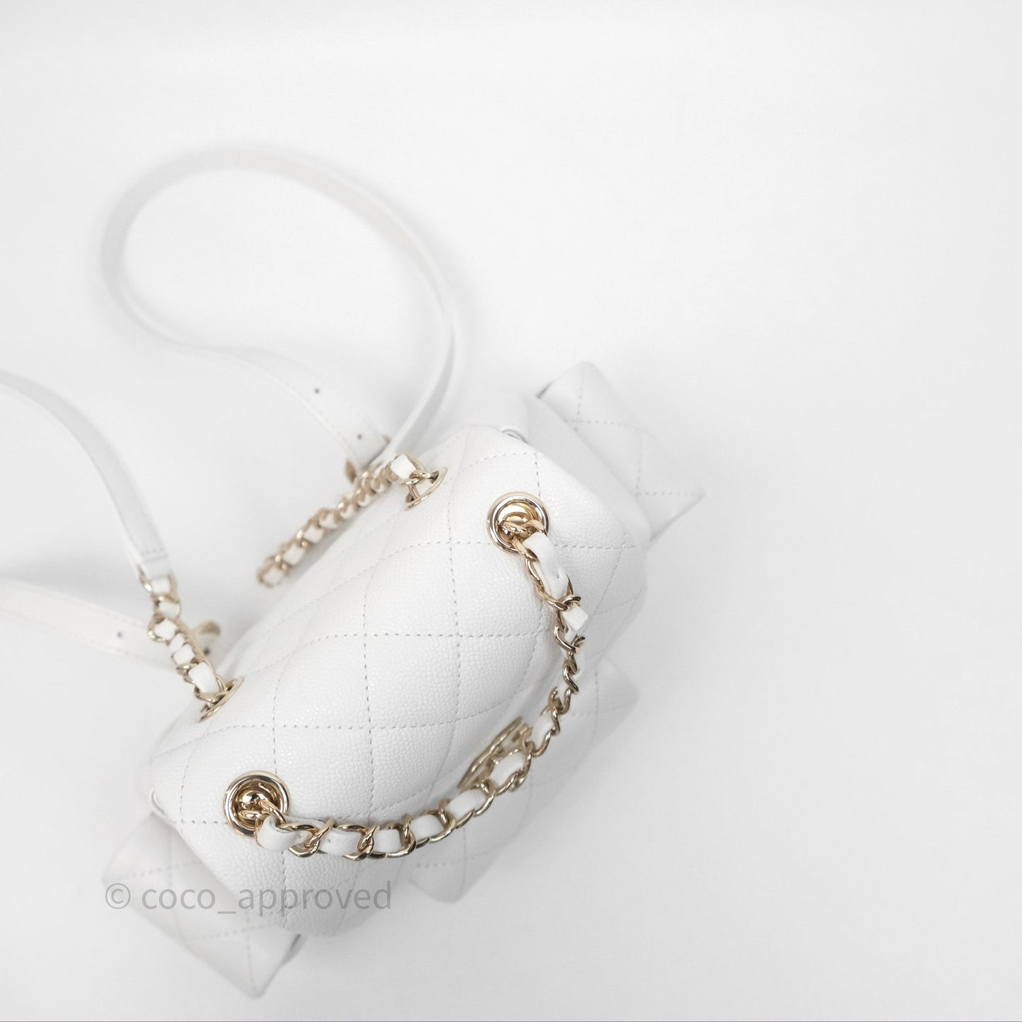Chanel Small Duma Backpack White Caviar Gold Hardware