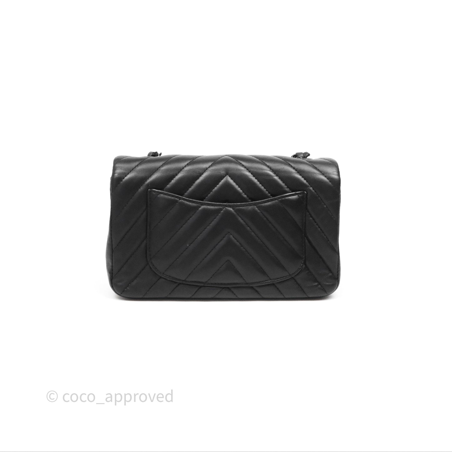 Chanel Quilted Mini Rectangular Chevron Black Lambskin So Black Hardware