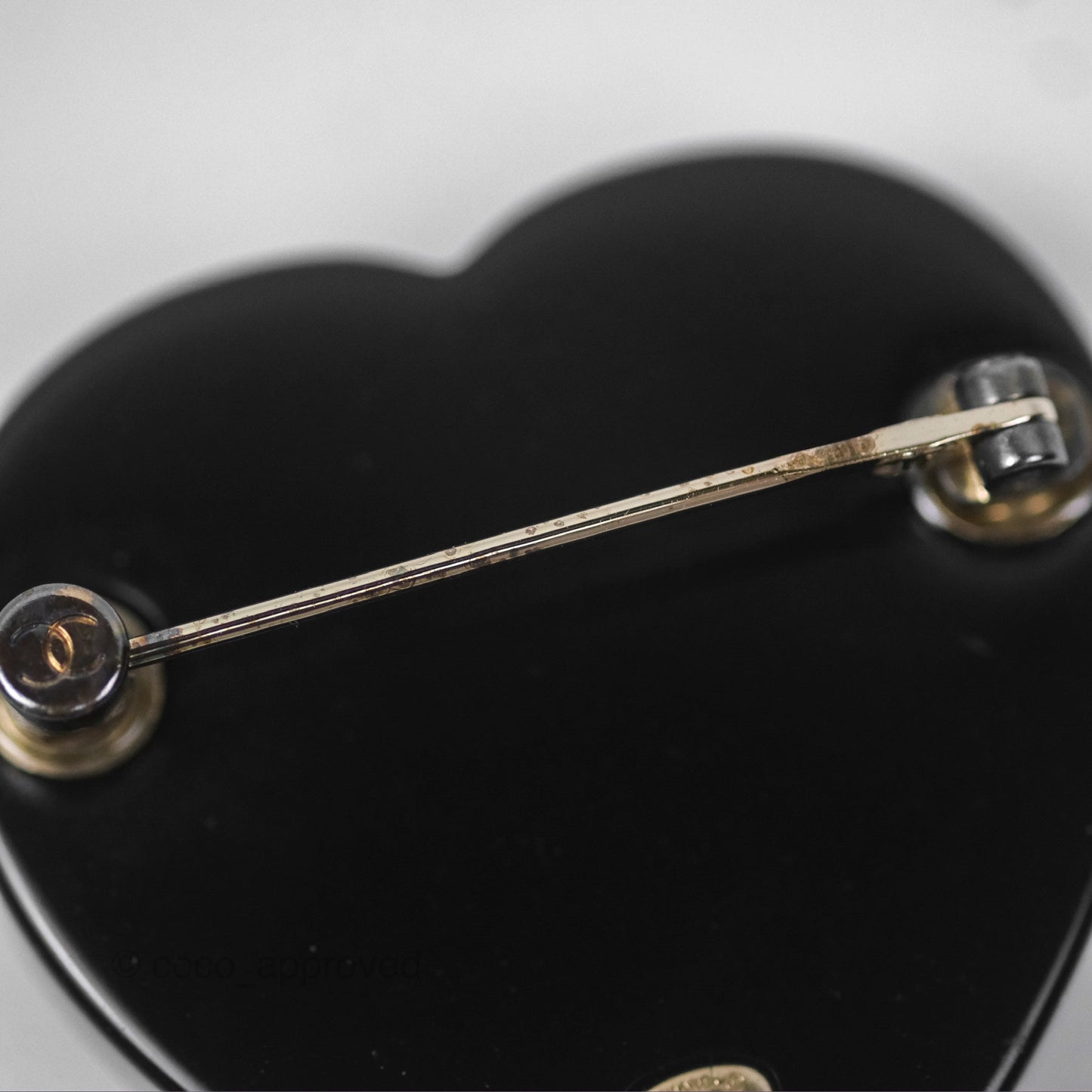 Chanel CC Pearl Black Heart Brooch 21S
