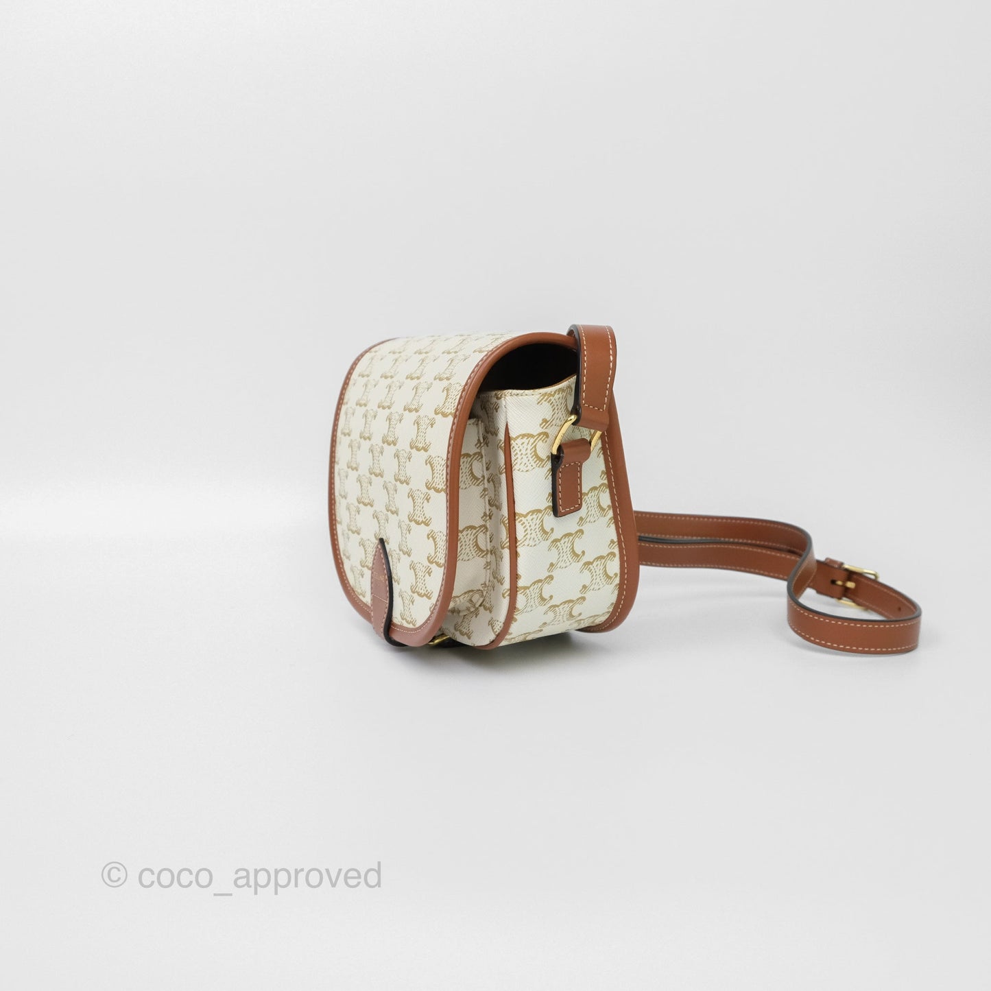 Celine Medium Folco Bag Triomphe Canvas White