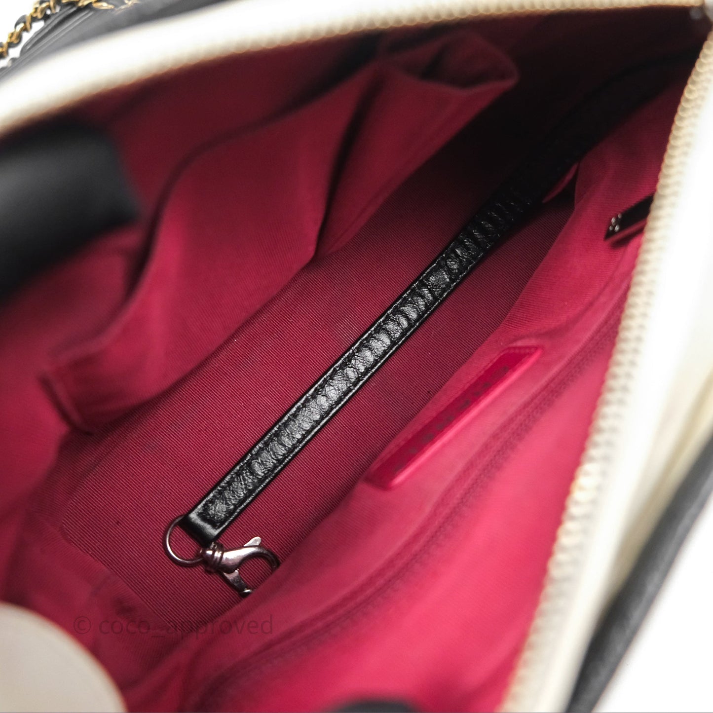 Chanel Small Gabrielle Hobo Quilted Black White Aged Calfskin