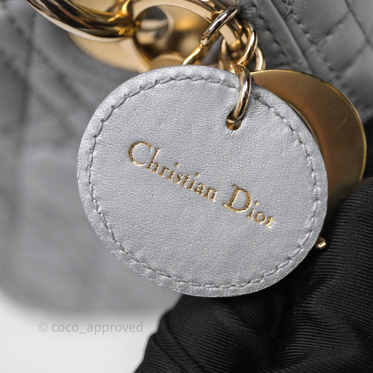 Christian Dior Mini Lady Dior Iridescent Grey Lambskin Cannage Gold Hardware
