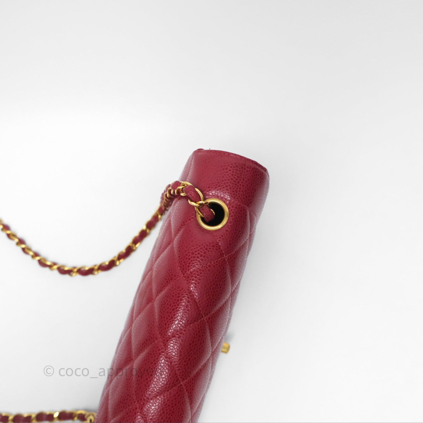 Chanel Medium Vintage Quilted Classic Diana Flap Bag Red Caviar 24K Gold Hardware