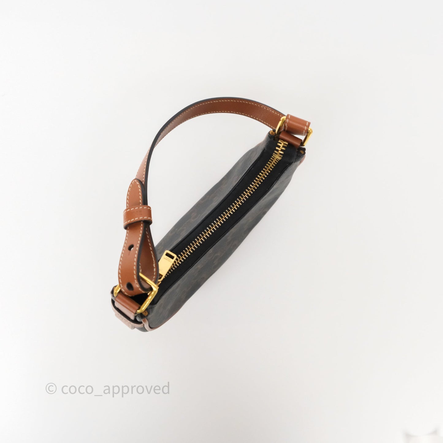 Celine Mini Ava Bag In Triomphe Canvas Calfskin Tan