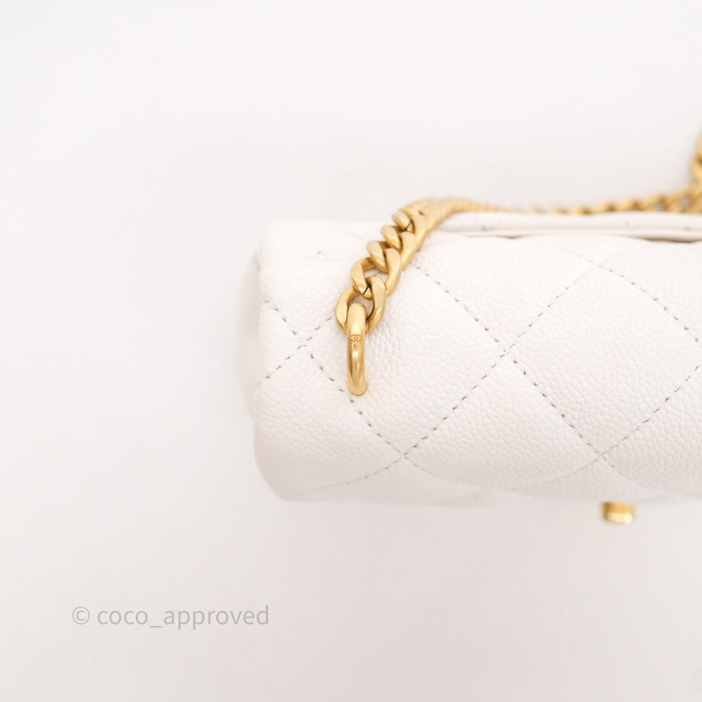 Chanel Heart Crush Mini Flap Bag White Caviar Aged Gold Hardware