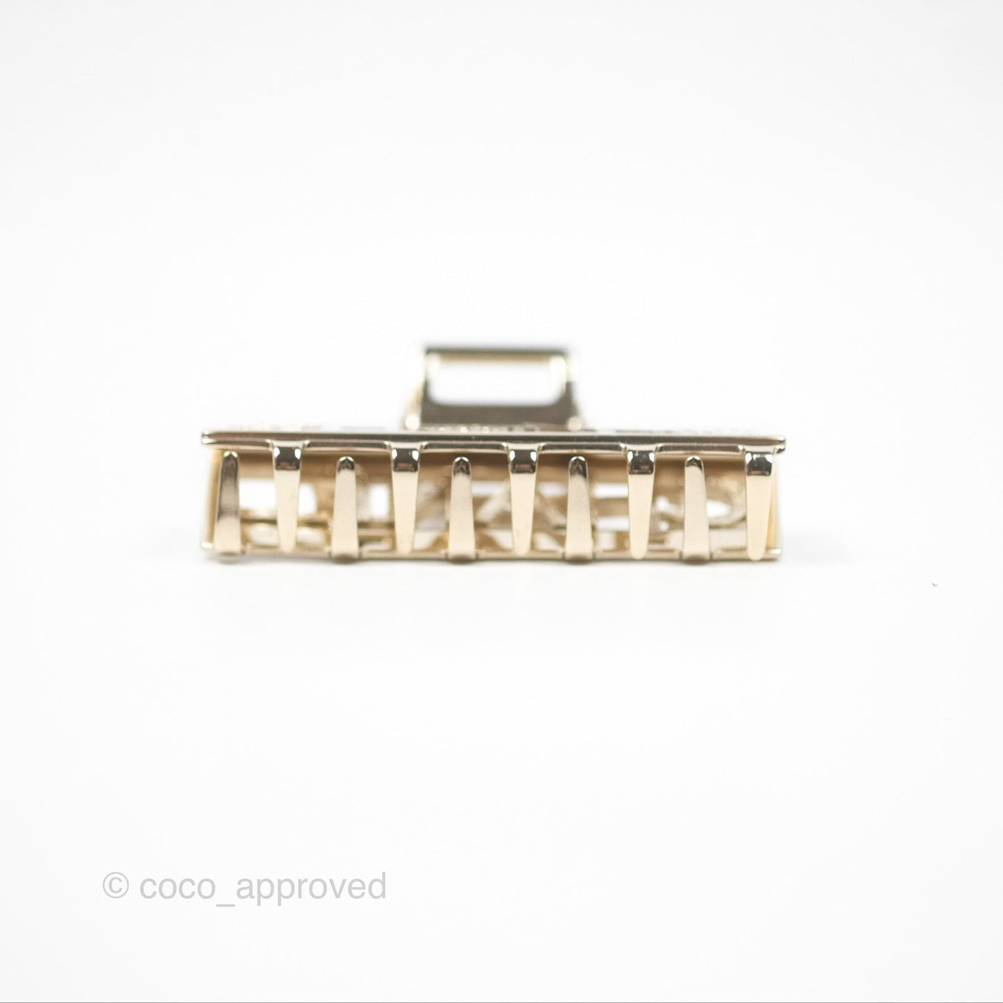 Chanel Crystal Logo Hair Claw Gold Tone 22P