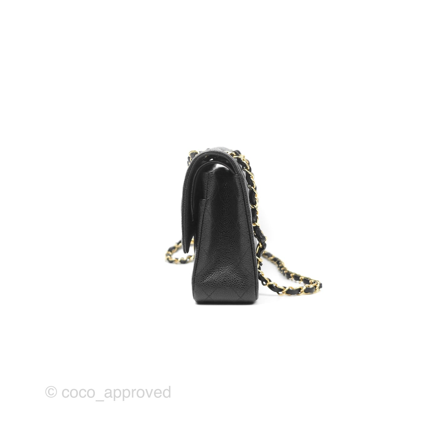 Chanel Classic M/L Medium Flap Quilted Black Caviar Gold Hardware