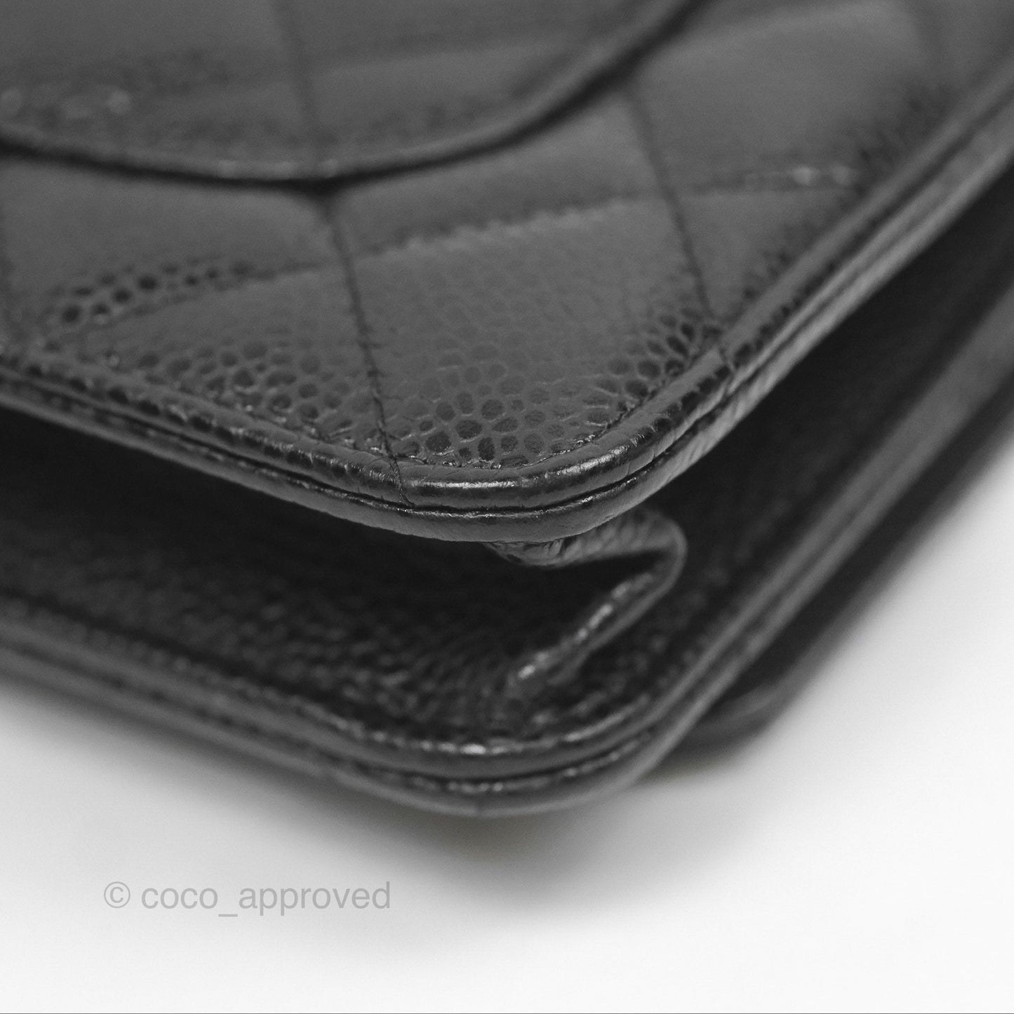 Chanel Classic Wallet On Chain WOC Quilted Black Caviar Gold Hardware