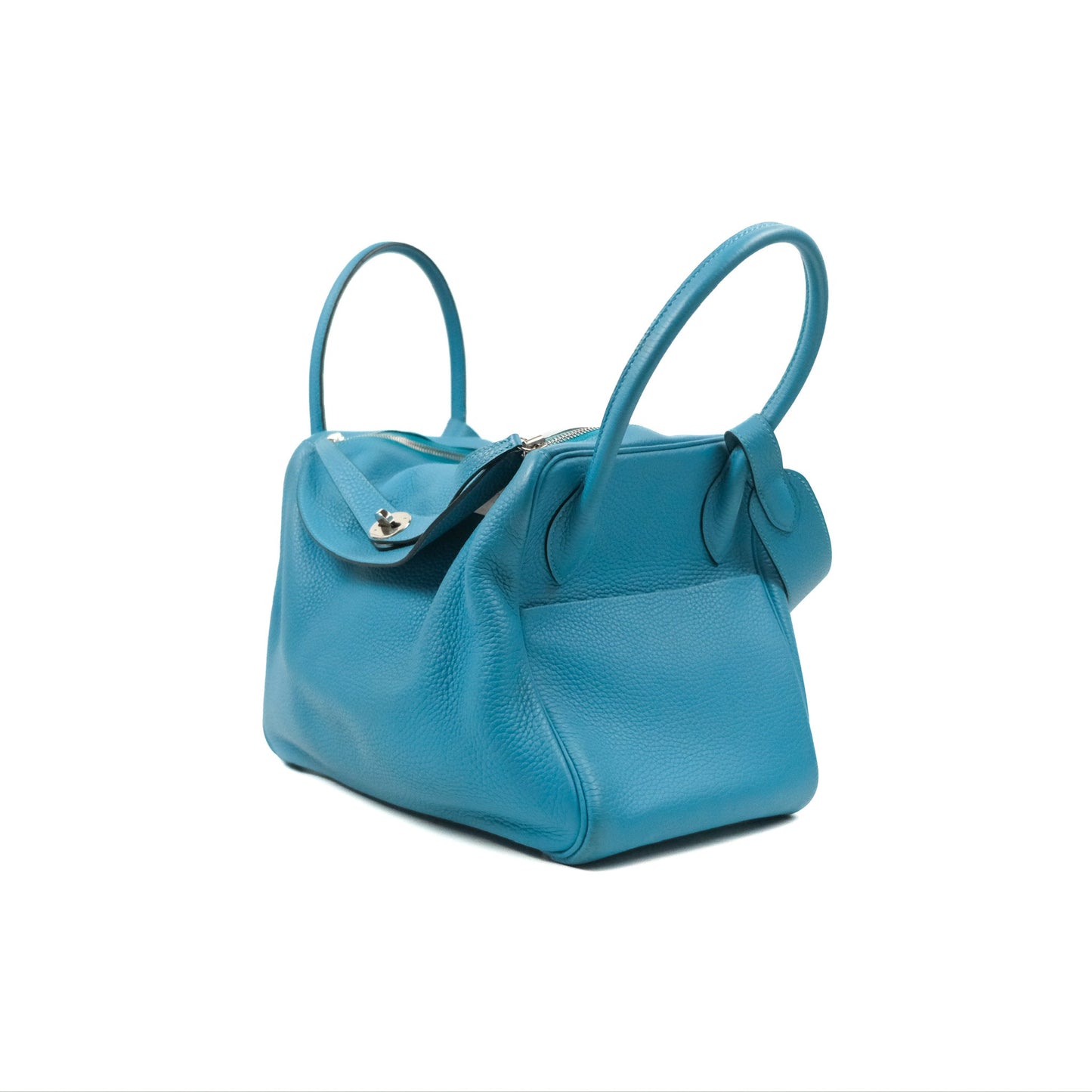 Hermès Lindy 34 Blue Paon Clemence Palladium Hardware